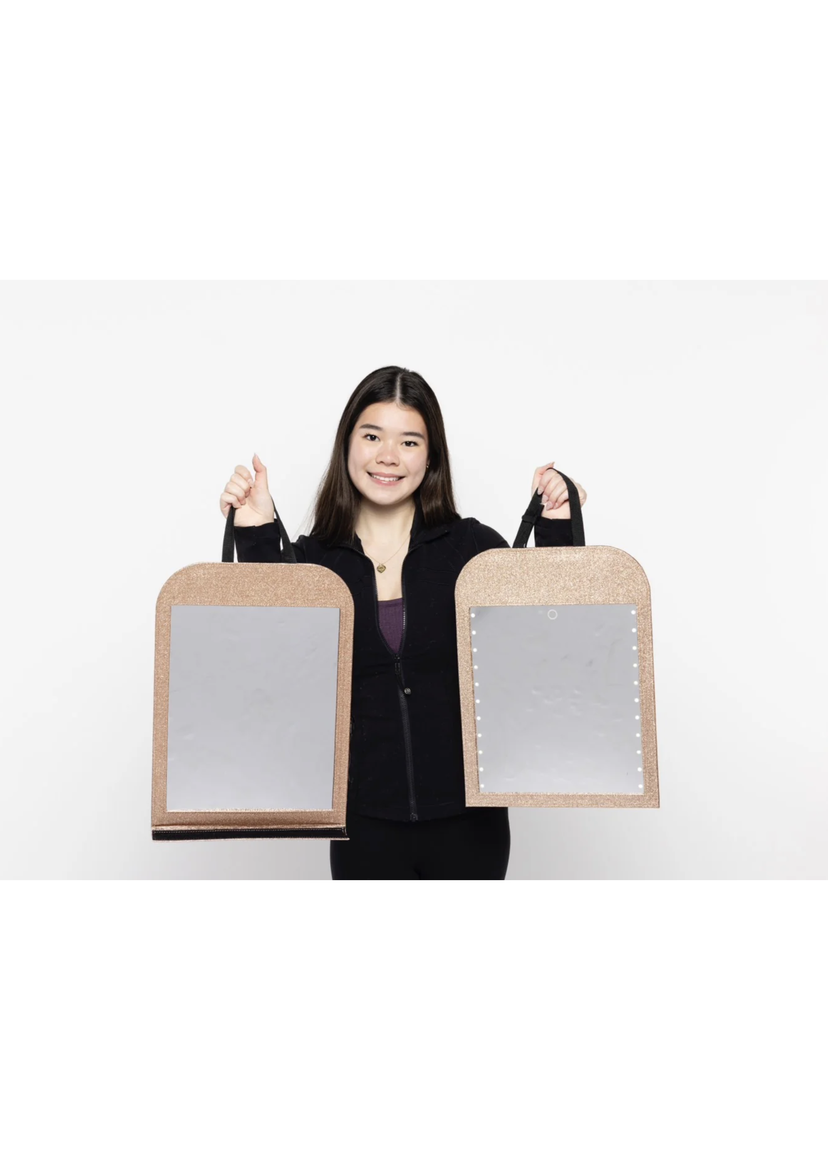 GLAM'R GEAR **NEW**GLITTER HANGING LED FOLDING DOUBLE MIRROR