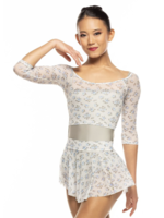 ELEVÉ RAGLAN 3/4 SLEEVE FLORAL MESH CROP TOP