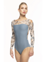 ELEVÉ TRI FLORAL PRINTED MESH MID BACK L/S LEOTARD