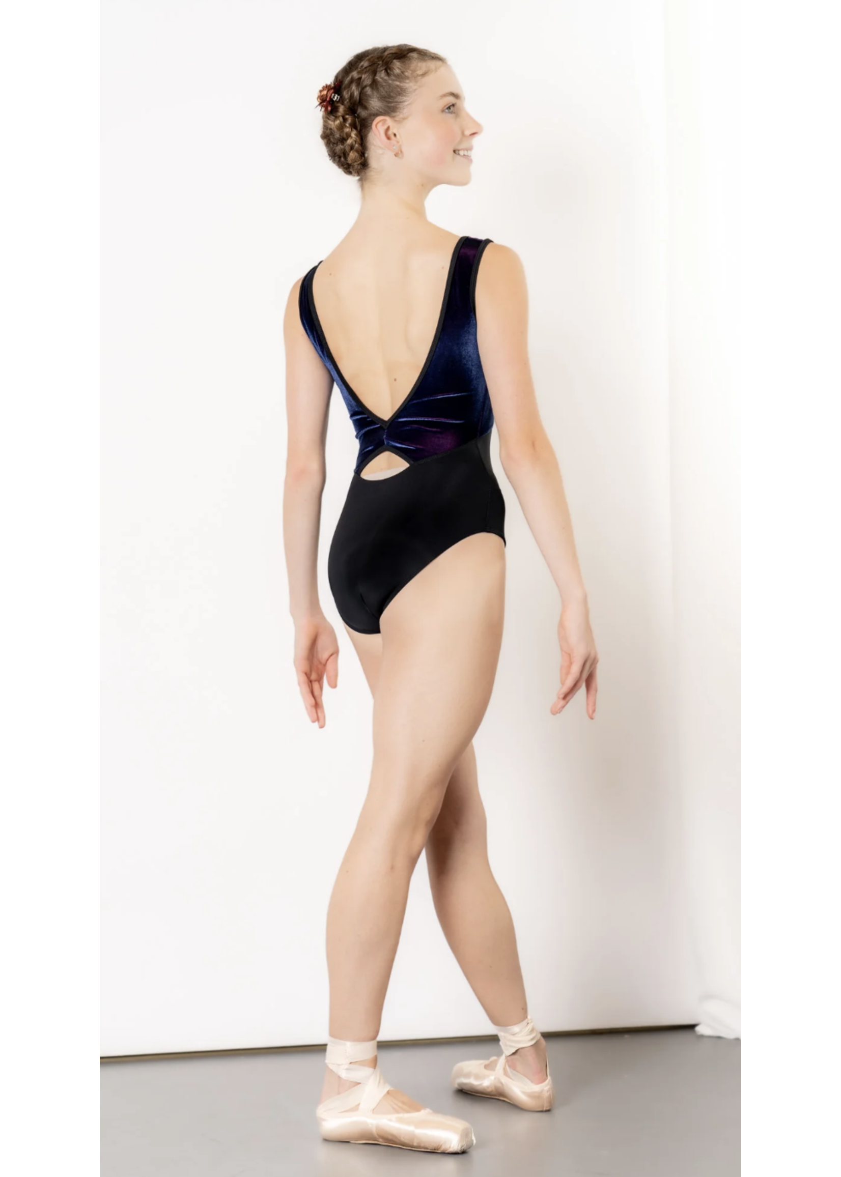 DANSE DE PARIS L0051 VIOLETTE VELVET PINCHED KEYHOLE BACK TANK LEOTARD