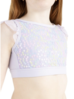 CAPEZIO & BUNHEADS A12224C FLOWER FAIRY PETAL SEQUIN FLUTTER SLEEVE TOP