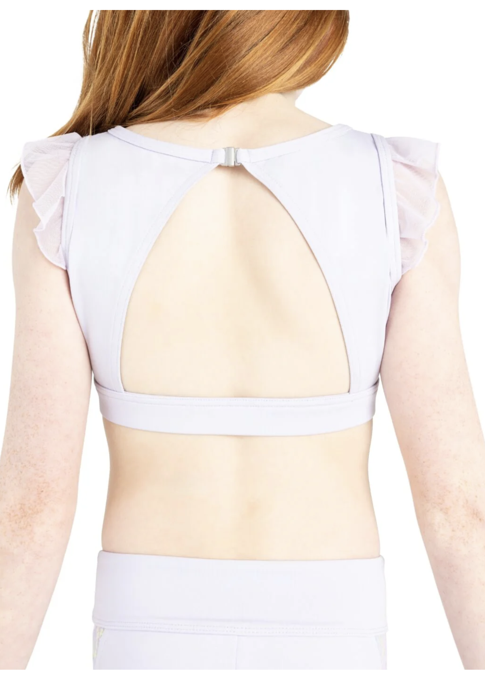 CAPEZIO & BUNHEADS A12224C FLOWER FAIRY PETAL SEQUIN FLUTTER SLEEVE TOP