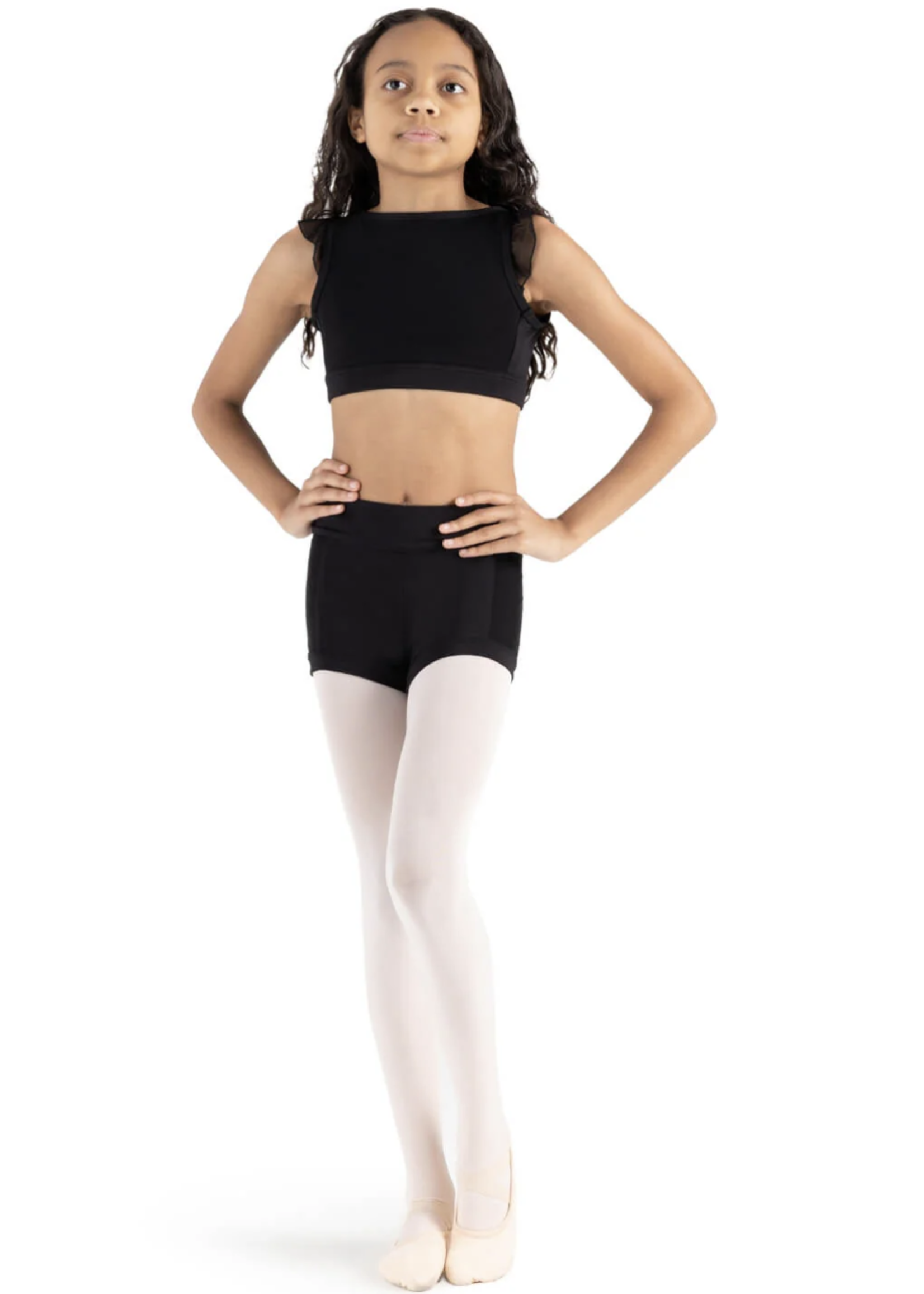 CAPEZIO & BUNHEADS A12224C FLOWER FAIRY PETAL SEQUIN FLUTTER SLEEVE TOP