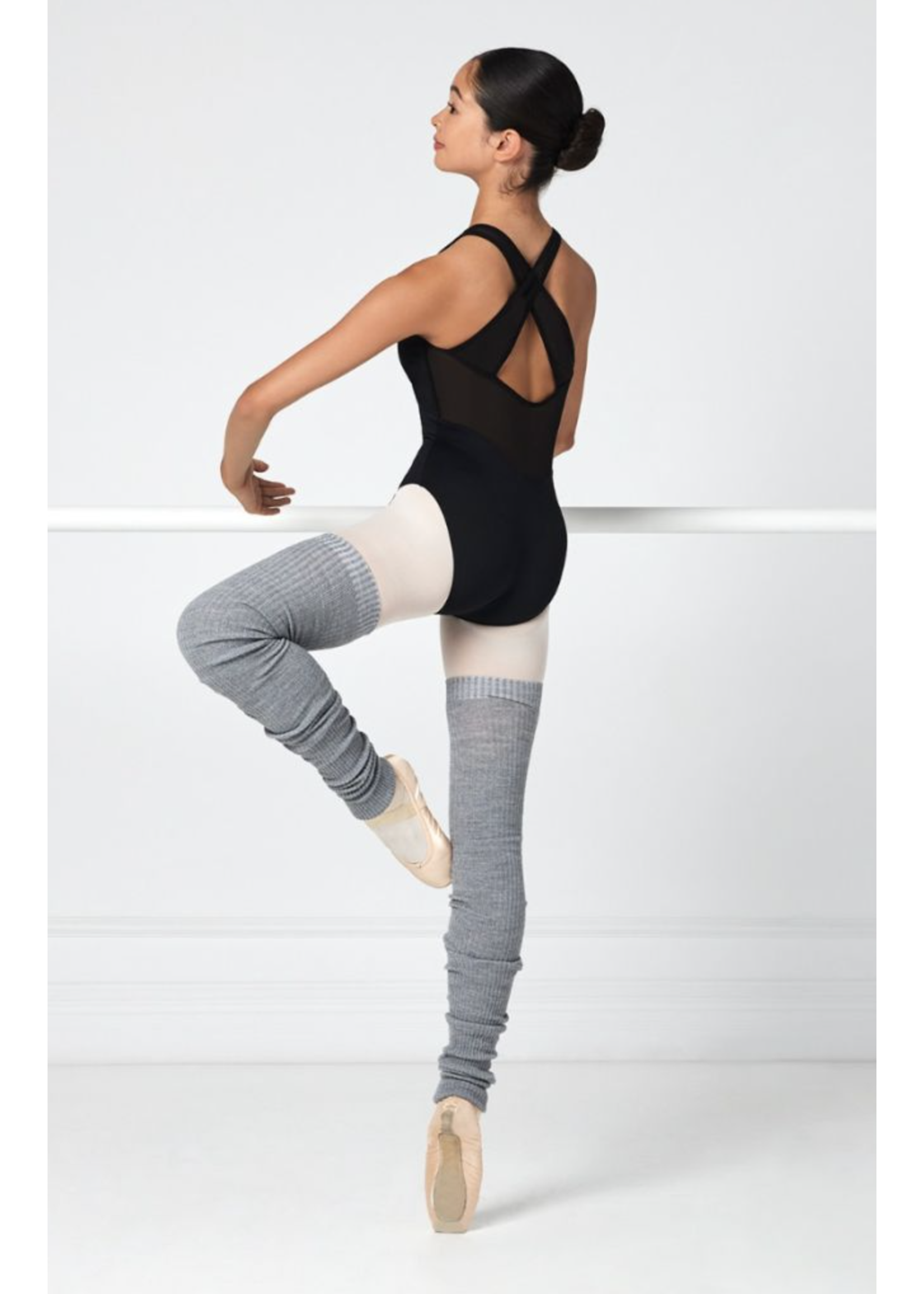 MONDOR 1708 PINCHED FRONT CROSSED BACK MESH TANK LEOTARD