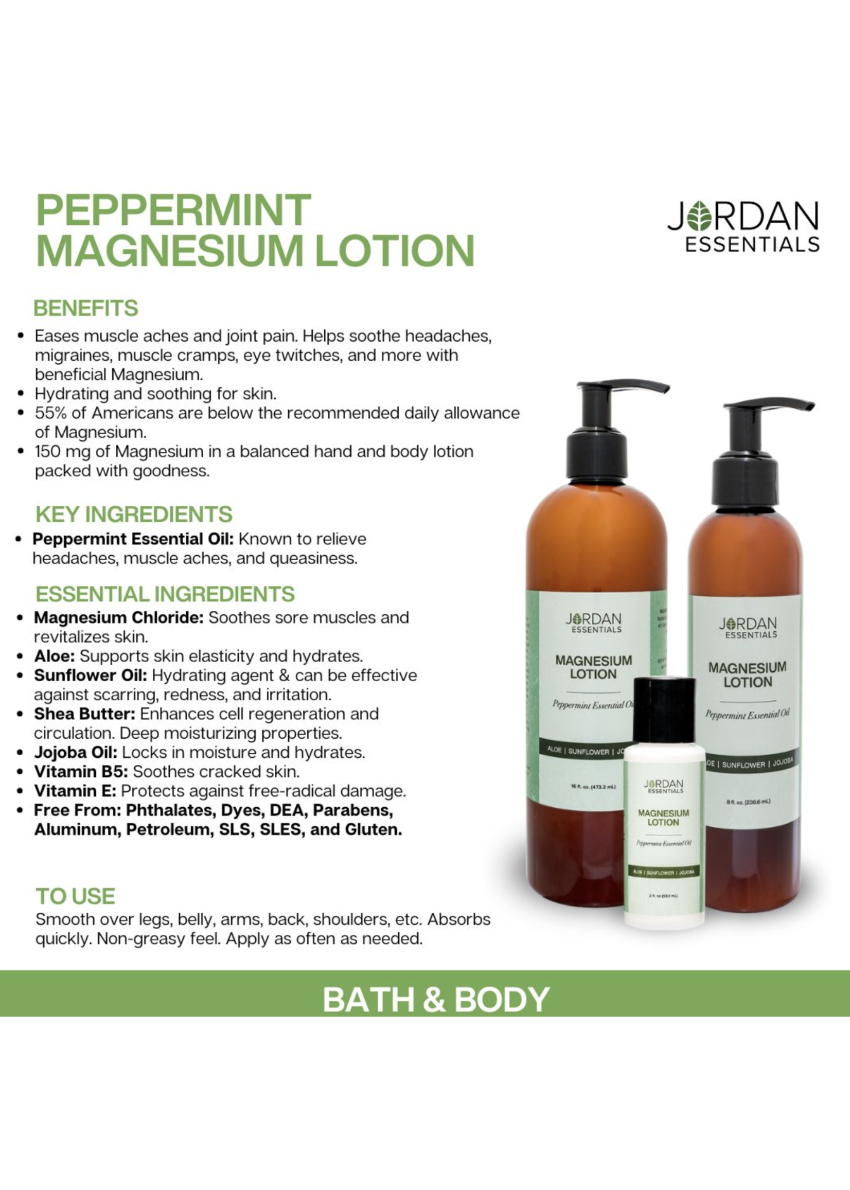 JORDAN ESSENTIALS MAGNESIUM 8OZ LOTION