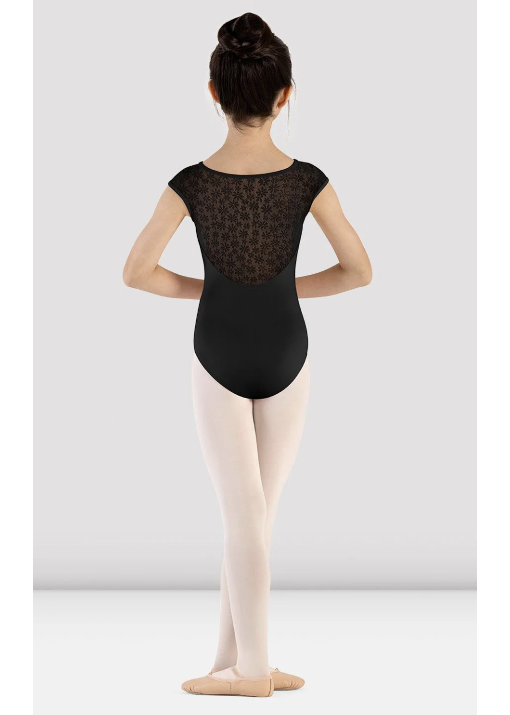 BLOCH & MIRELLA M1565C MAJESTY PINCH FRONT DAISY LACE BACK CAP SLEEVE LEOTARD