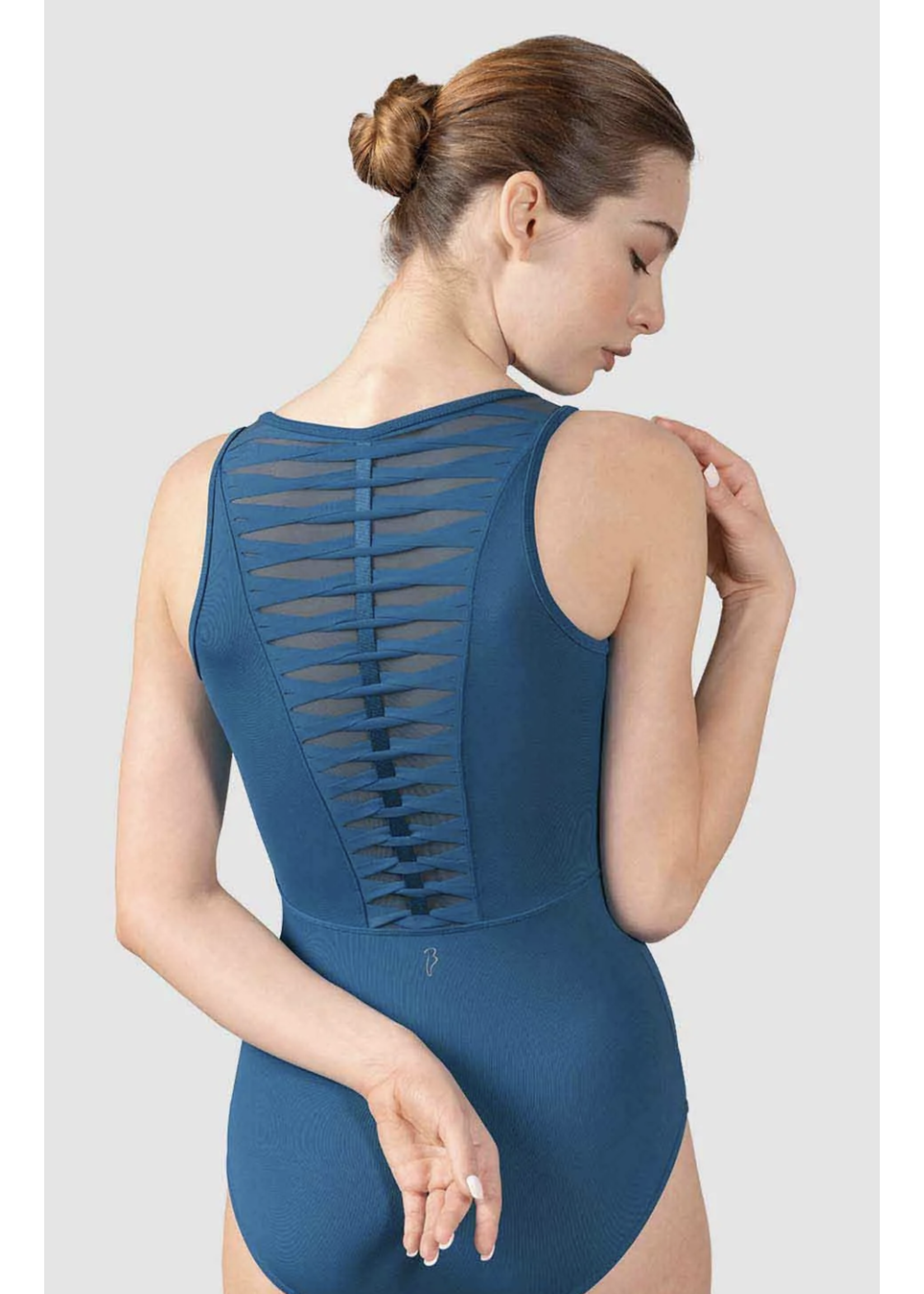 BLOCH & MIRELLA L8435 ELOSIA SCOOP NECK PANEL WEAVE BACK TANK LEOTARD