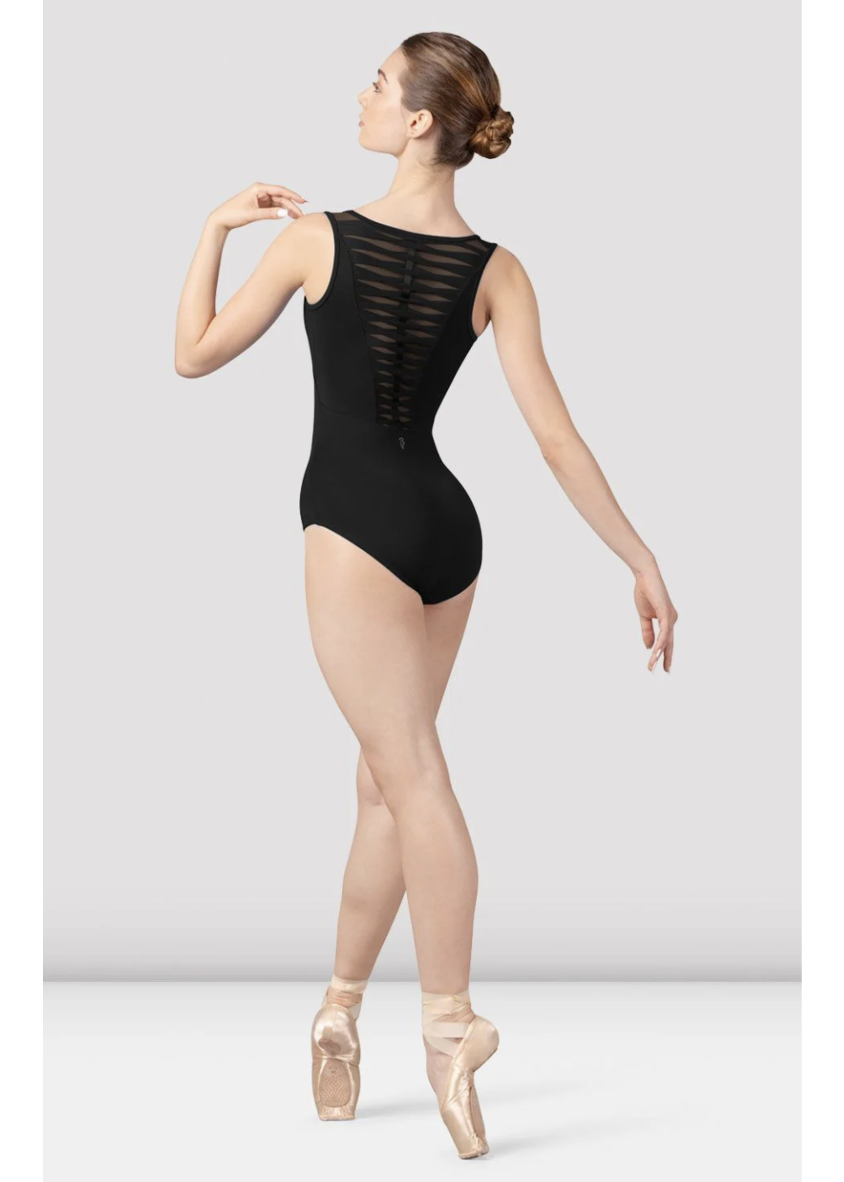 BLOCH & MIRELLA L8435 ELOSIA SCOOP NECK PANEL WEAVE BACK TANK LEOTARD