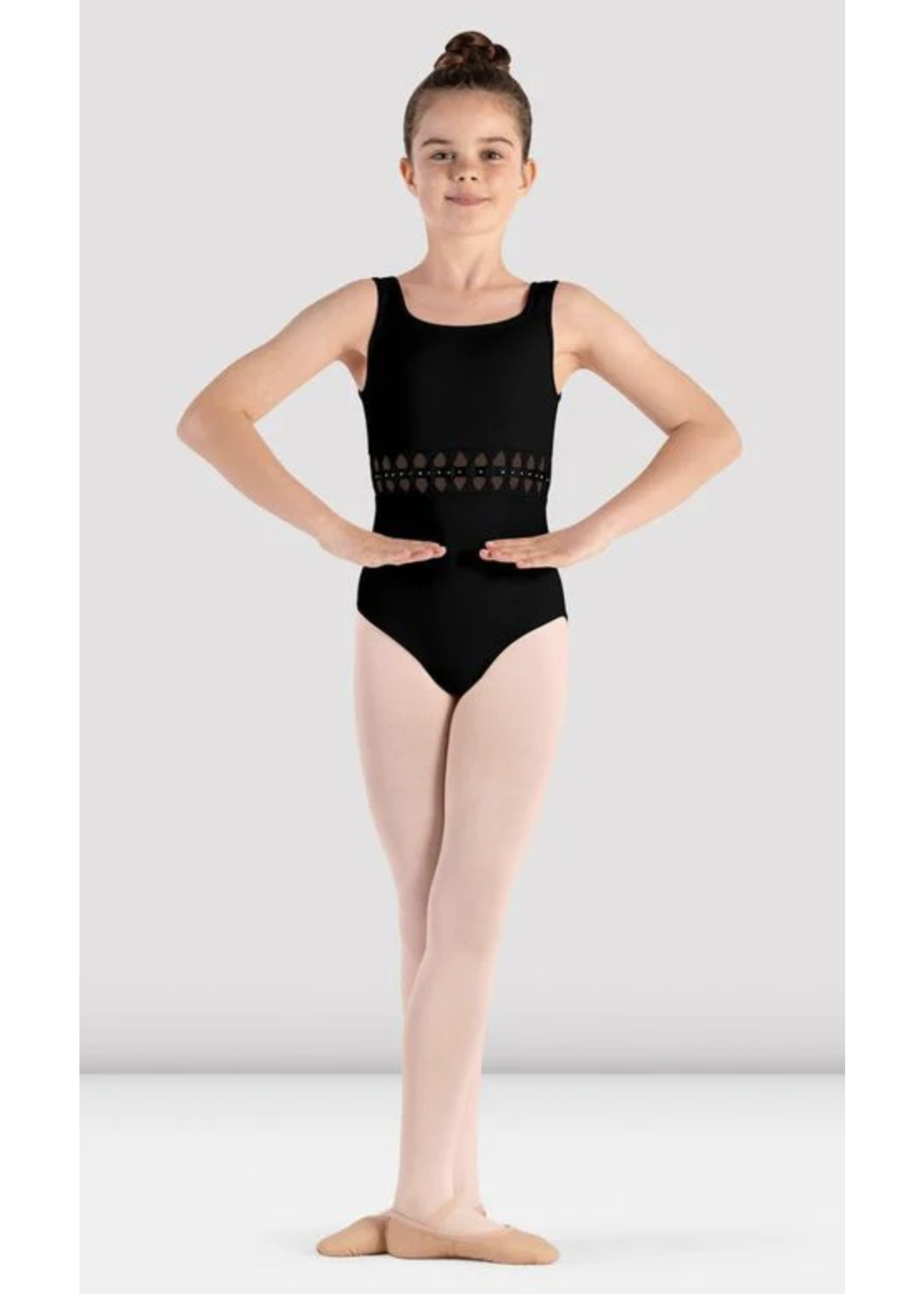 BLOCH & MIRELLA CL9275 RUBIE SCOOP NECKLINE WEAVE DETAIL OPEN BACK TANK LEOTARD