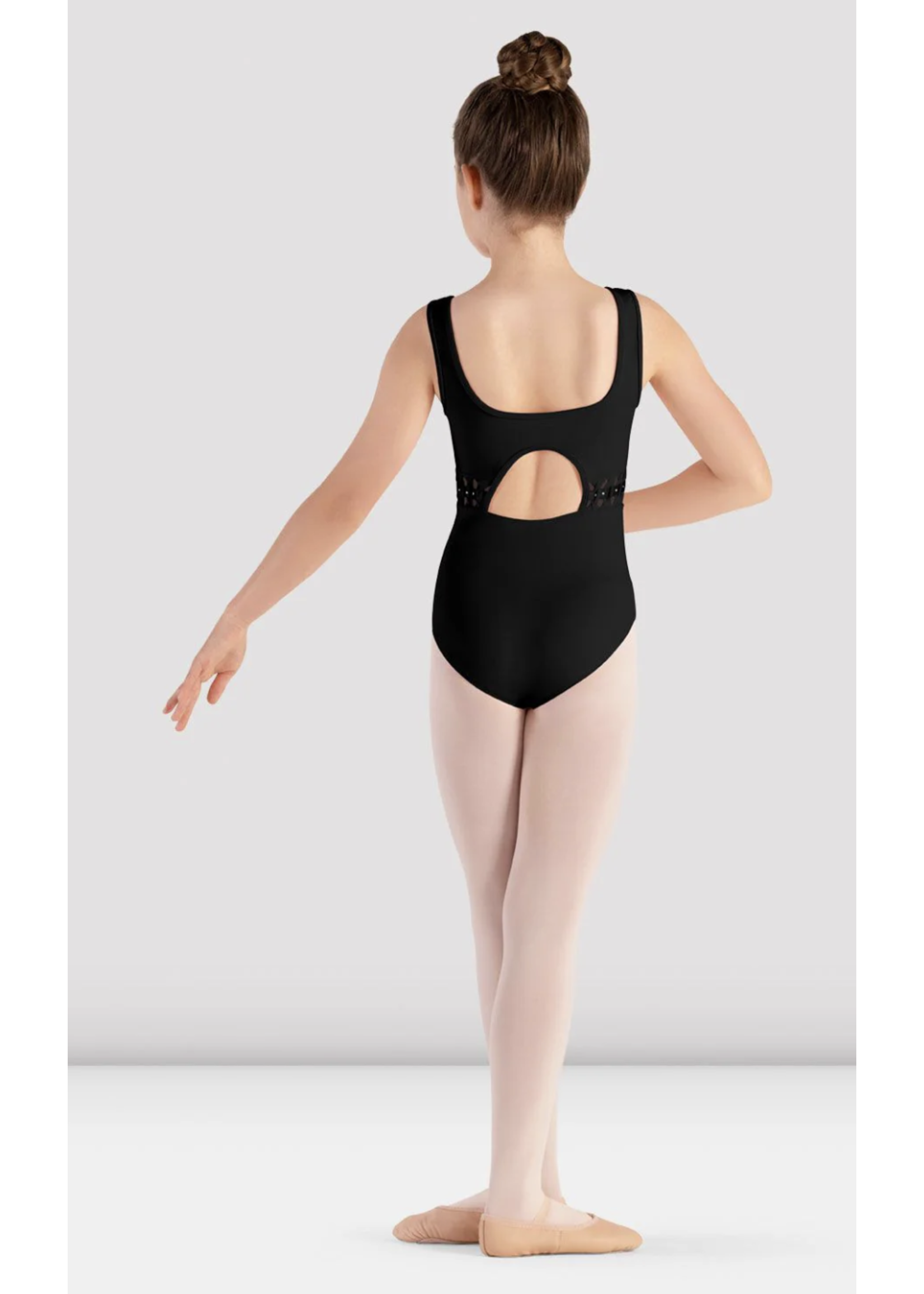 BLOCH & MIRELLA CL9275 RUBIE SCOOP NECKLINE WEAVE DETAIL OPEN BACK TANK LEOTARD