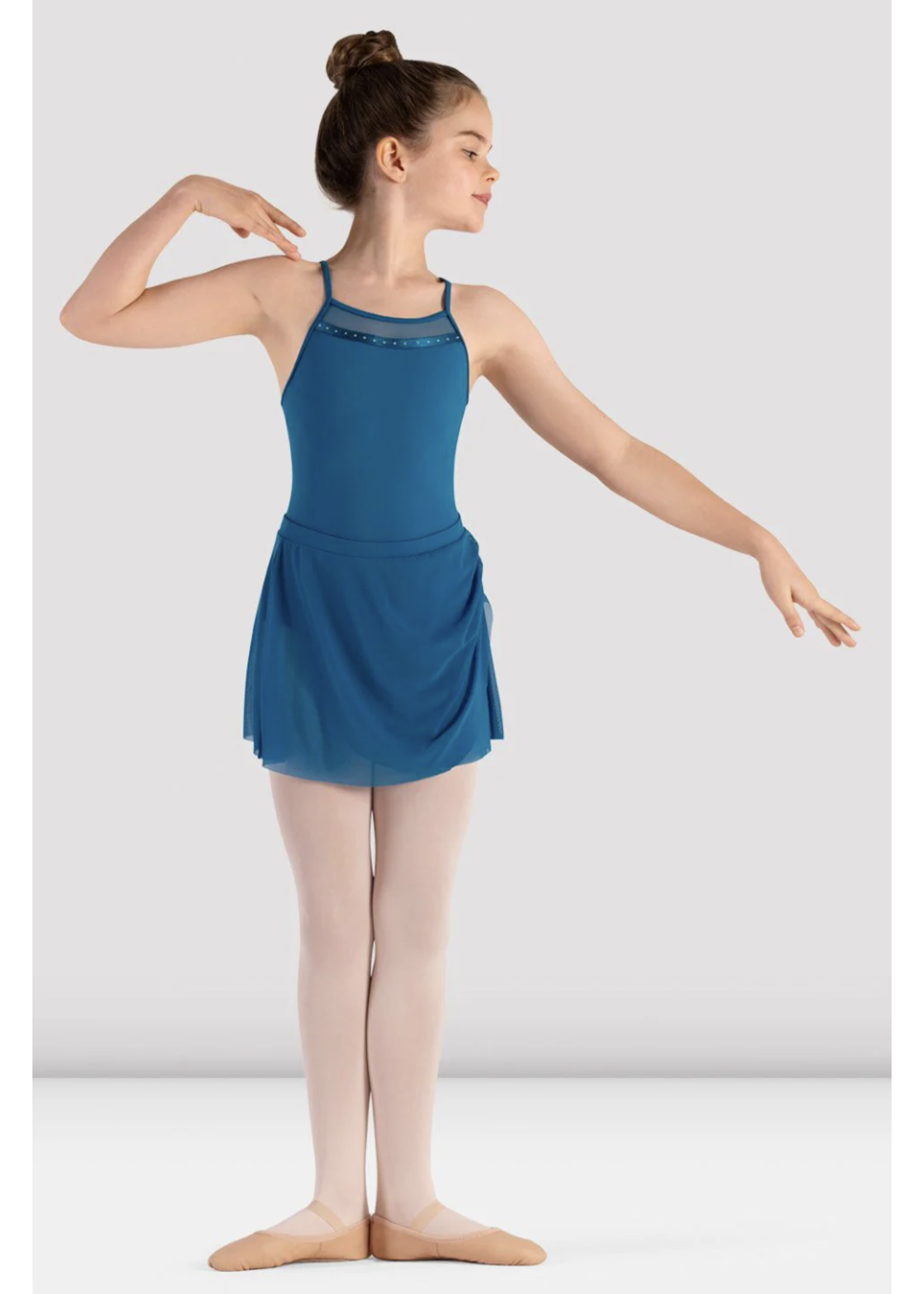 BLOCH & MIRELLA CR9281 CASEY MESH PULL ON SKIRT WITH GATHER DETAIL