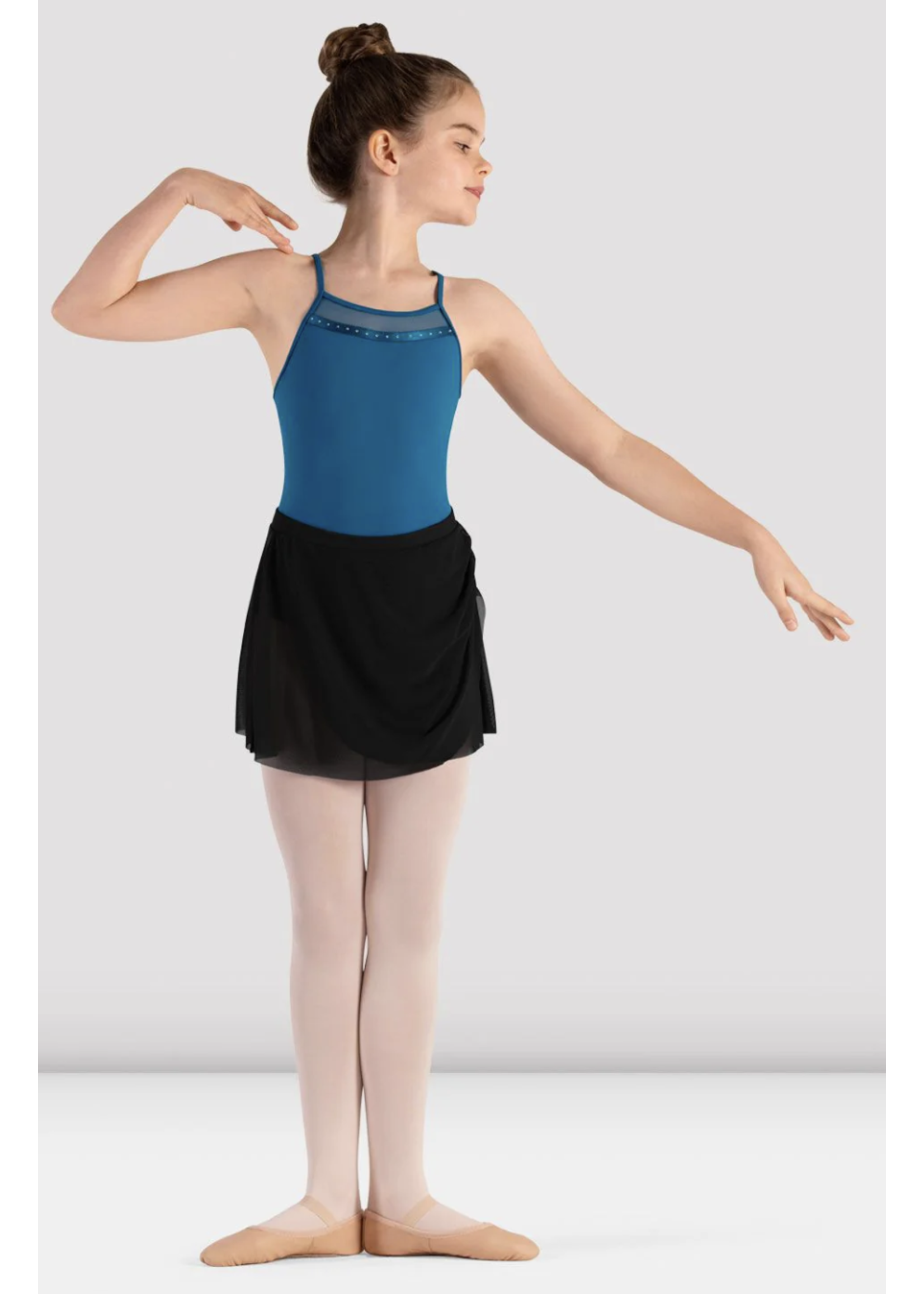 BLOCH & MIRELLA CR9281 CASEY MESH PULL ON SKIRT WITH GATHER DETAIL