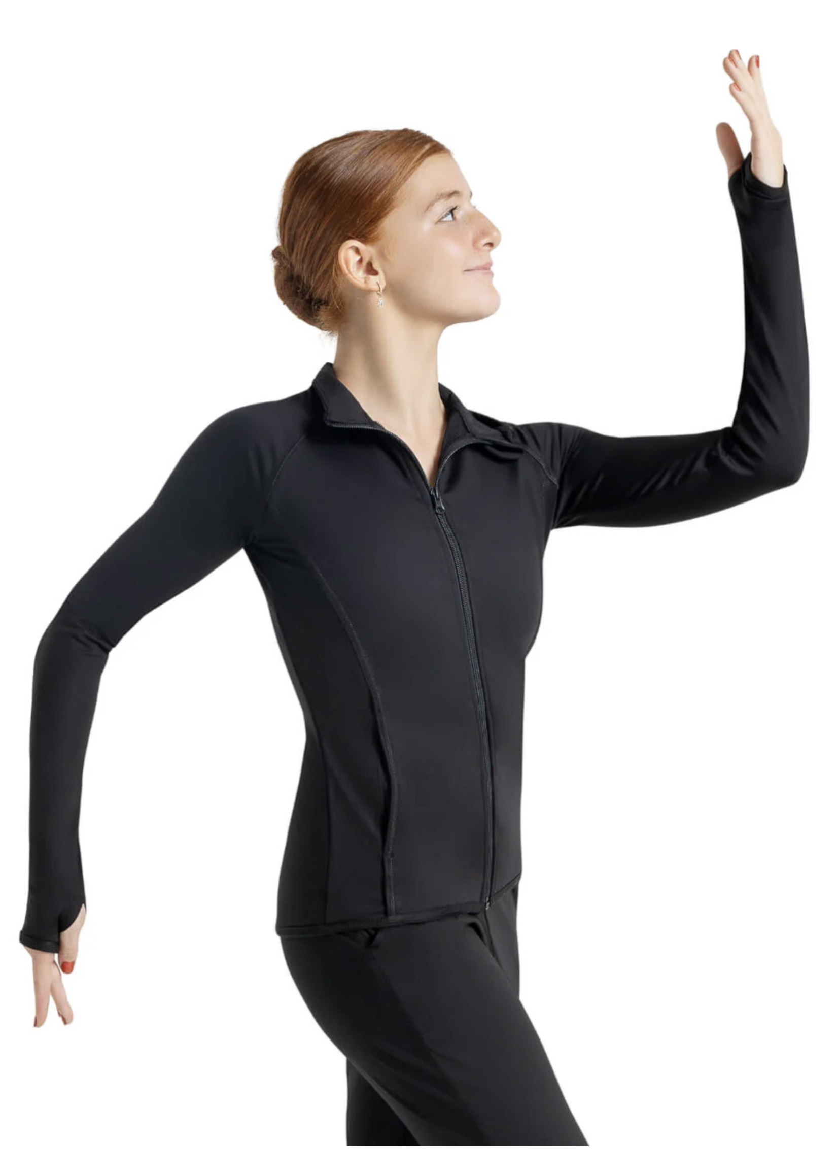 CAPEZIO & BUNHEADS ASE1069U ADULT ZIP FRONT JACKET WITH THUMB HOLES