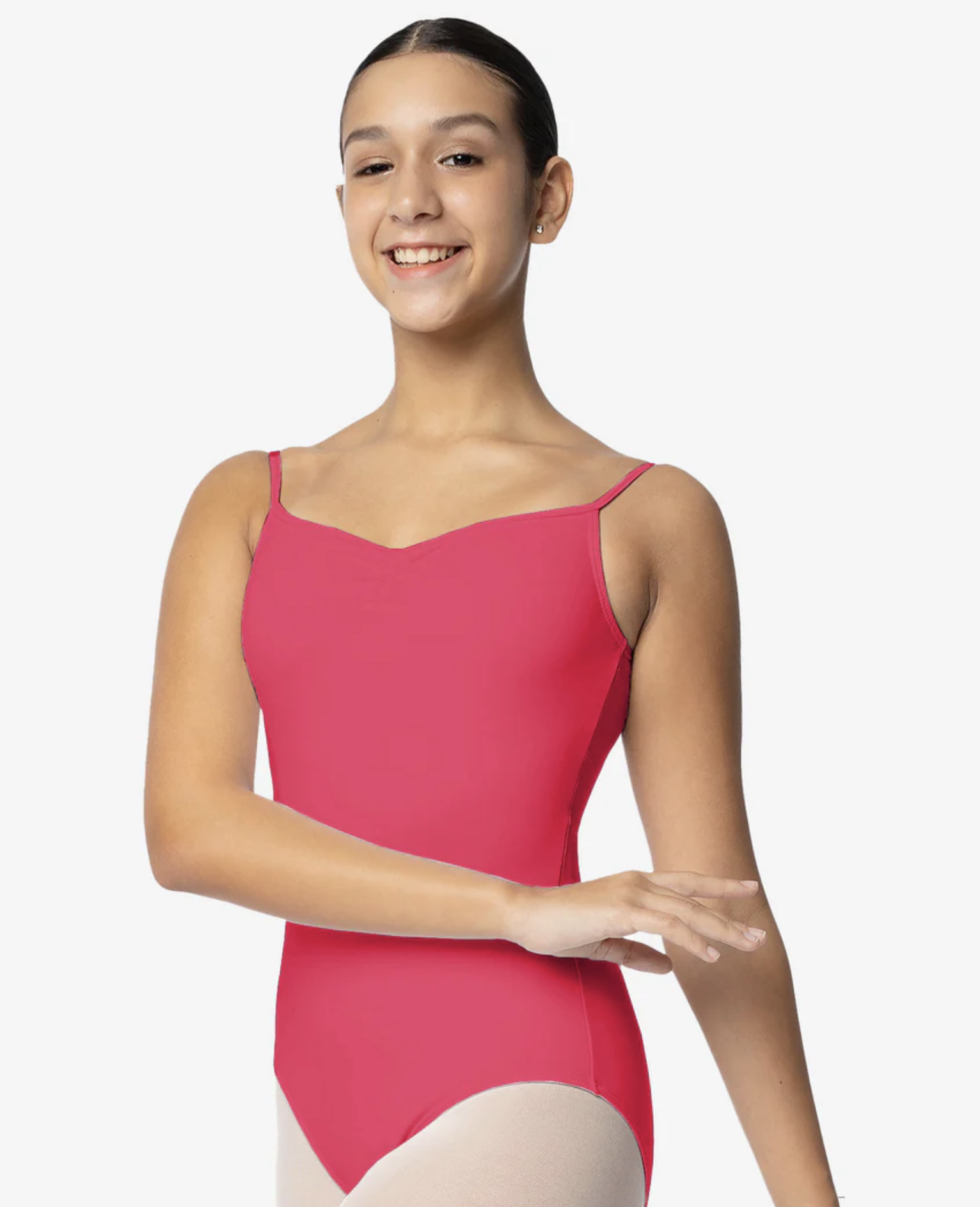 SL04 STEPHANIE REMOVABLE CUPS, PINCH FRONT CAMISOLE LEOTARD