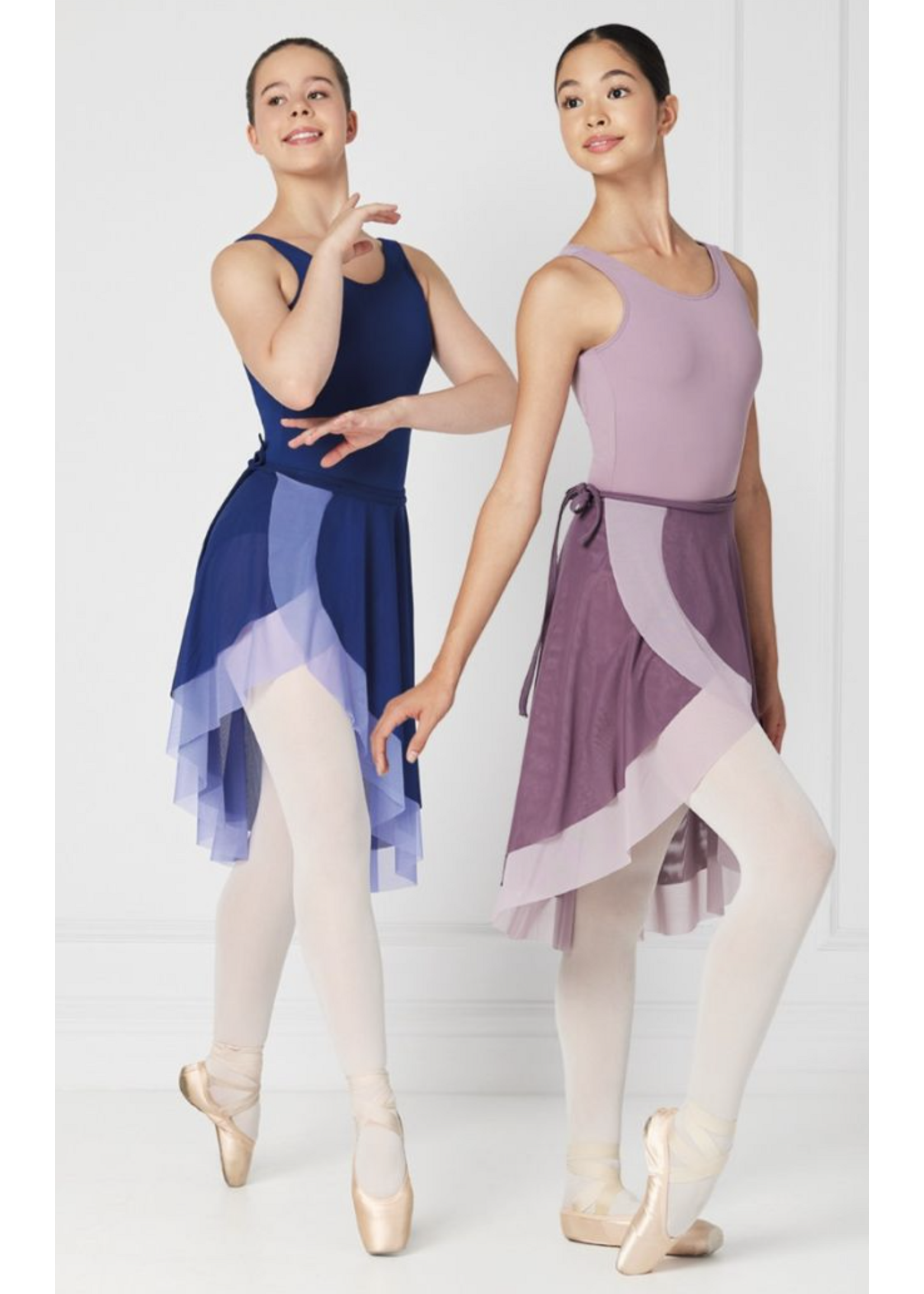 MONDOR 16110 JEZABEL DOUBLE LAYER 2 TONE MESH LONG WRAP SKIRT