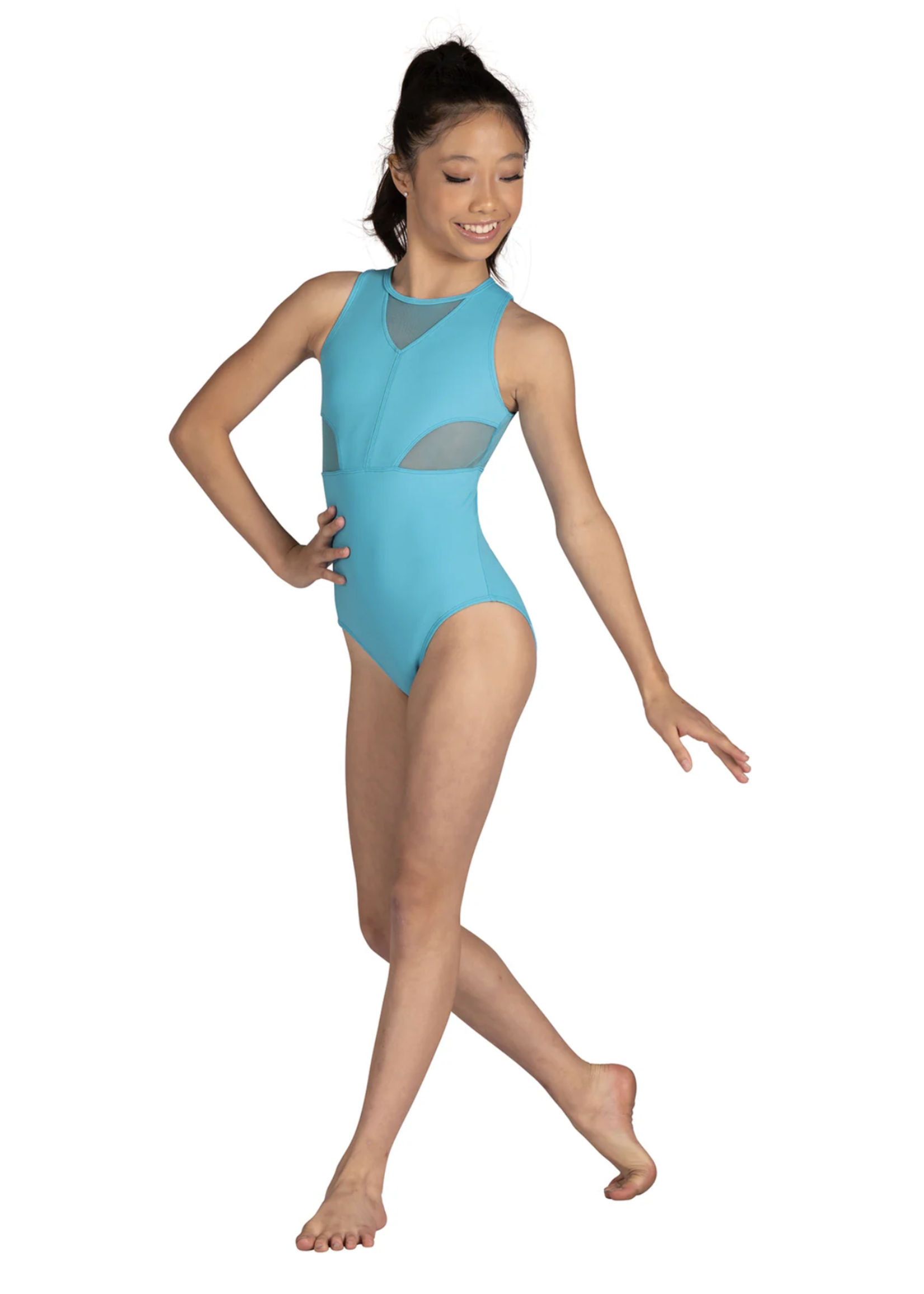 DANSHUZ 24129C SCOUT MESH INSERT KEYHOLE BACK TANK LEOTARD