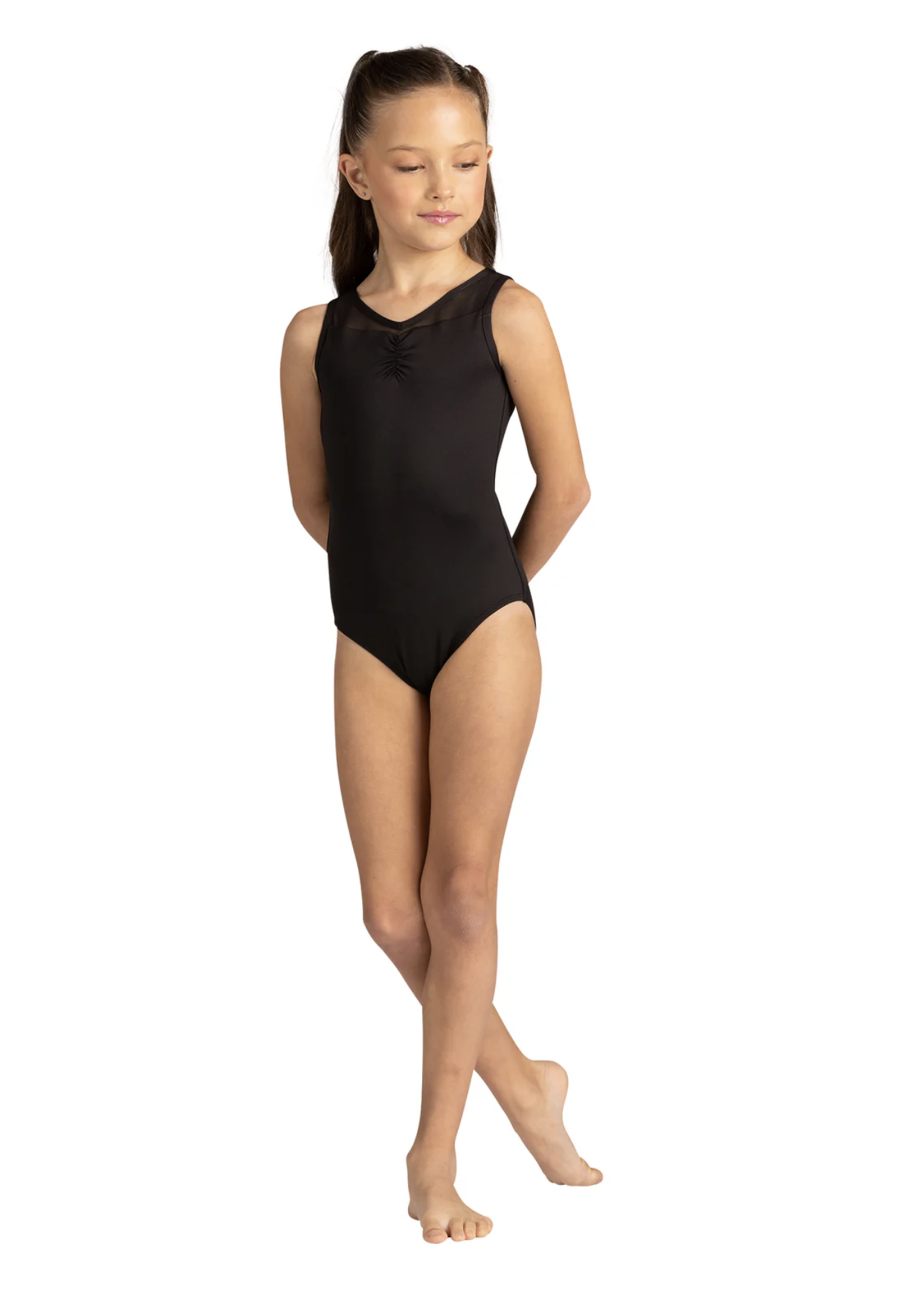 DANSHUZ 24132C PIPER MESH KEYHOLE BACK PINCHED FRONT TANK LEOTARD