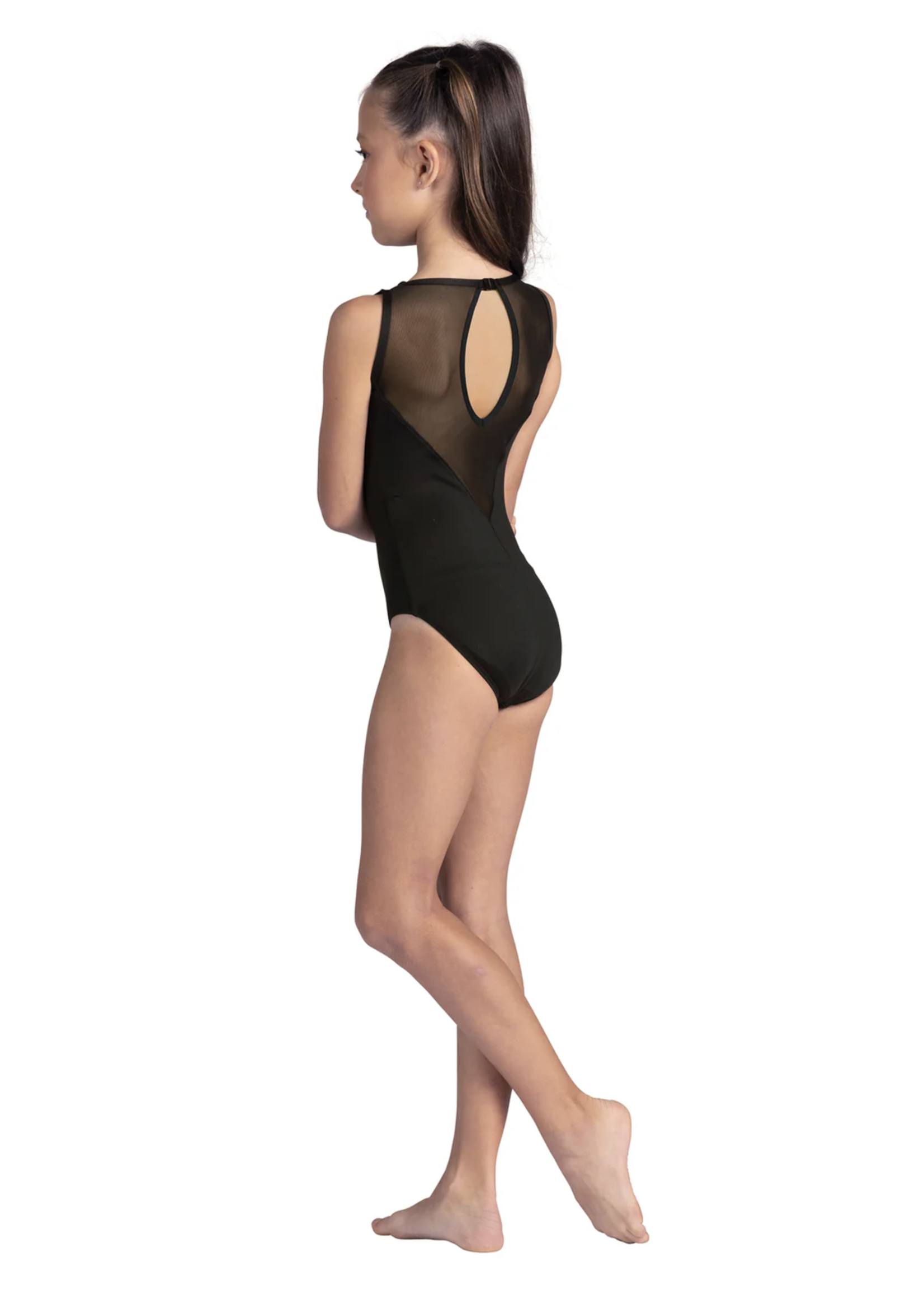 DANSHUZ 24132C PIPER MESH KEYHOLE BACK PINCHED FRONT TANK LEOTARD