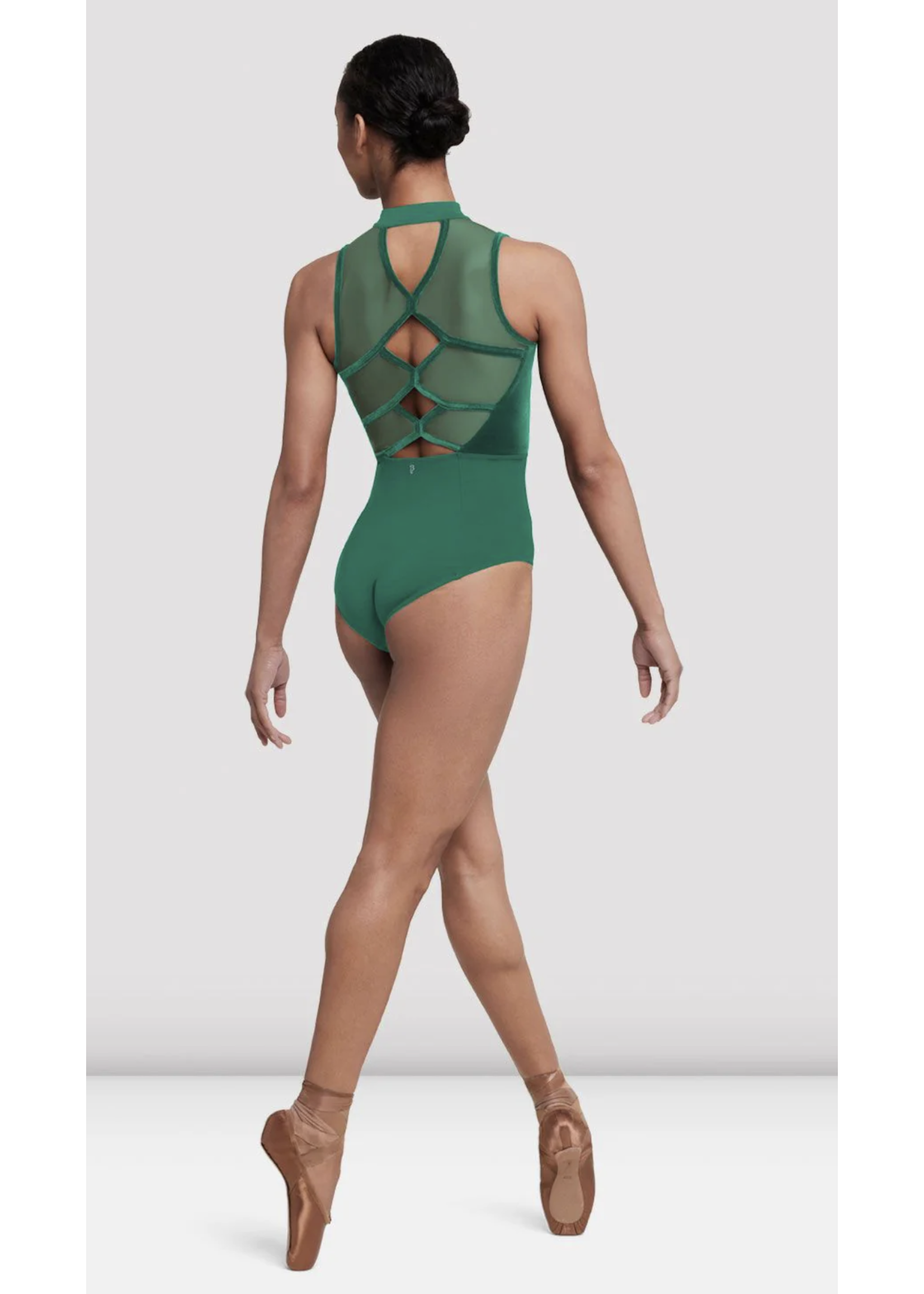 BLOCH & MIRELLA L5285 HAUTE VELVET ELOSIE ZIP FRONT  HIGH NECK DIAMOND BACK TANK LEOTARD