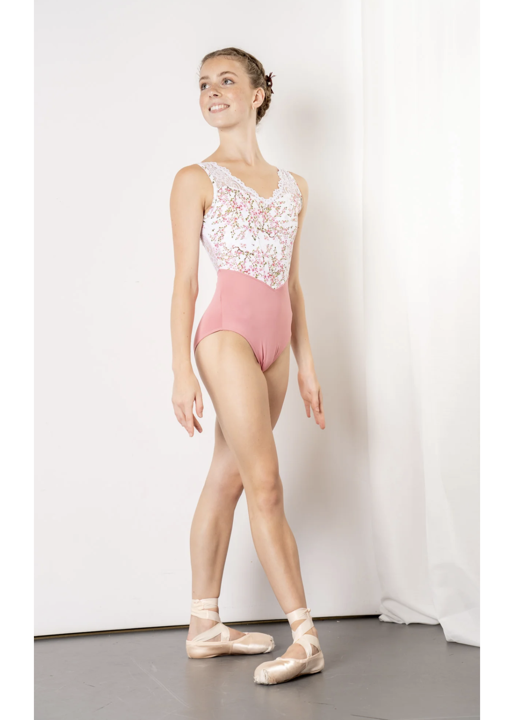 DANSE DE PARIS L0006L DEMI MOULIN CORSET TANK LEOTARD WITH LACE BACK