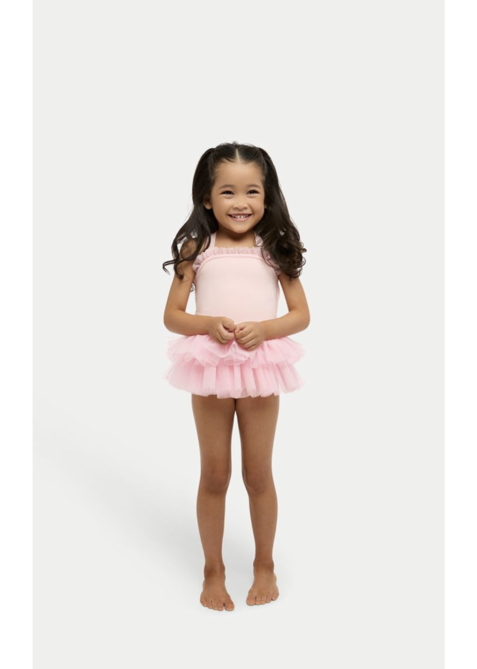 ROXIE RC240620 ALLY TULLE RUFFLE TRIMMED BOW BACK DOUBLE TIER SKIRTED TANK LEOTARD DRESS