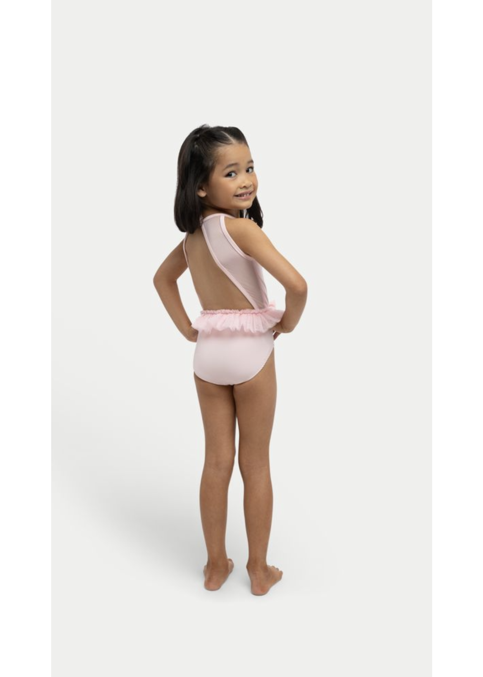 ROXIE RC240410 ANNIE TULLE RUFFLE BOW BELT MESH BACK TANK LEOTARD