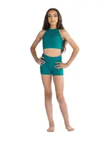 DANSHUZ 25315 WINDSOR WAVE TEXTURED MESH OPEN BACK CROP TOP