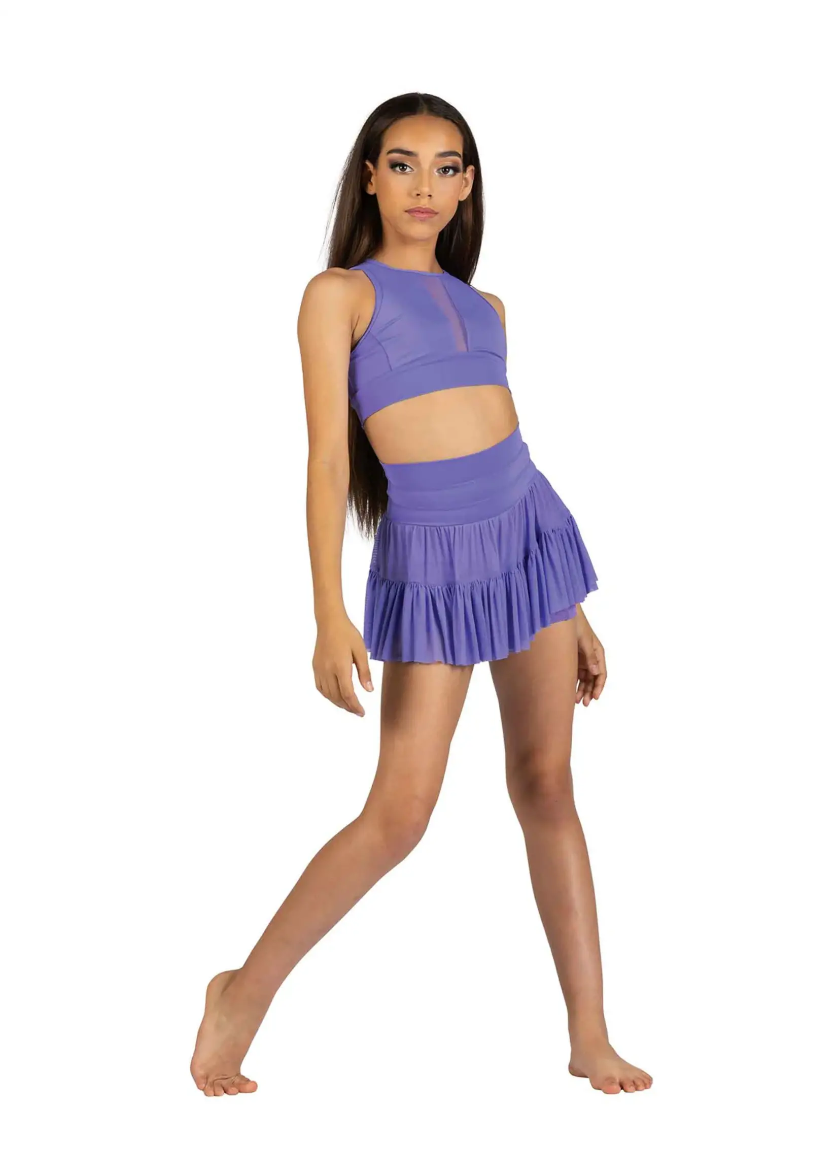 DANSHUZ 25402 RYDER SKORT TIERED MESH OVERLAY POCKETED BIKE SHORTS