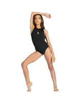 DANSHUZ 25131C CHAYCE MIRROR WRAPPED KEYHOLE HIGH NECK LEOTARD