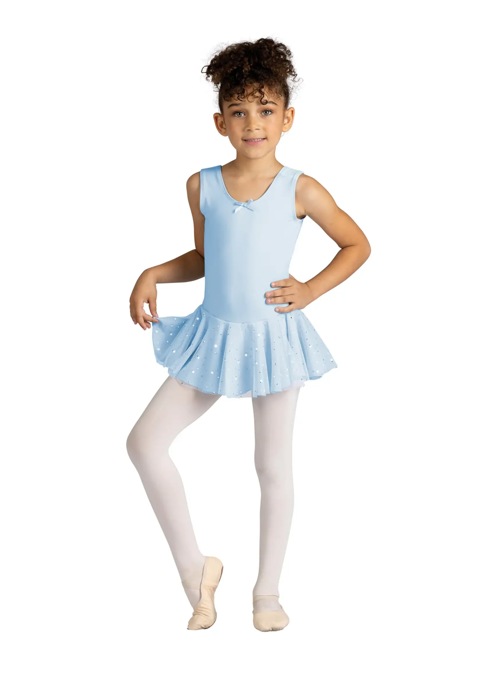 DANSHUZ 264 COTTON BLEND TANK SPARKLE SKIRTED LEOTARD DRESS