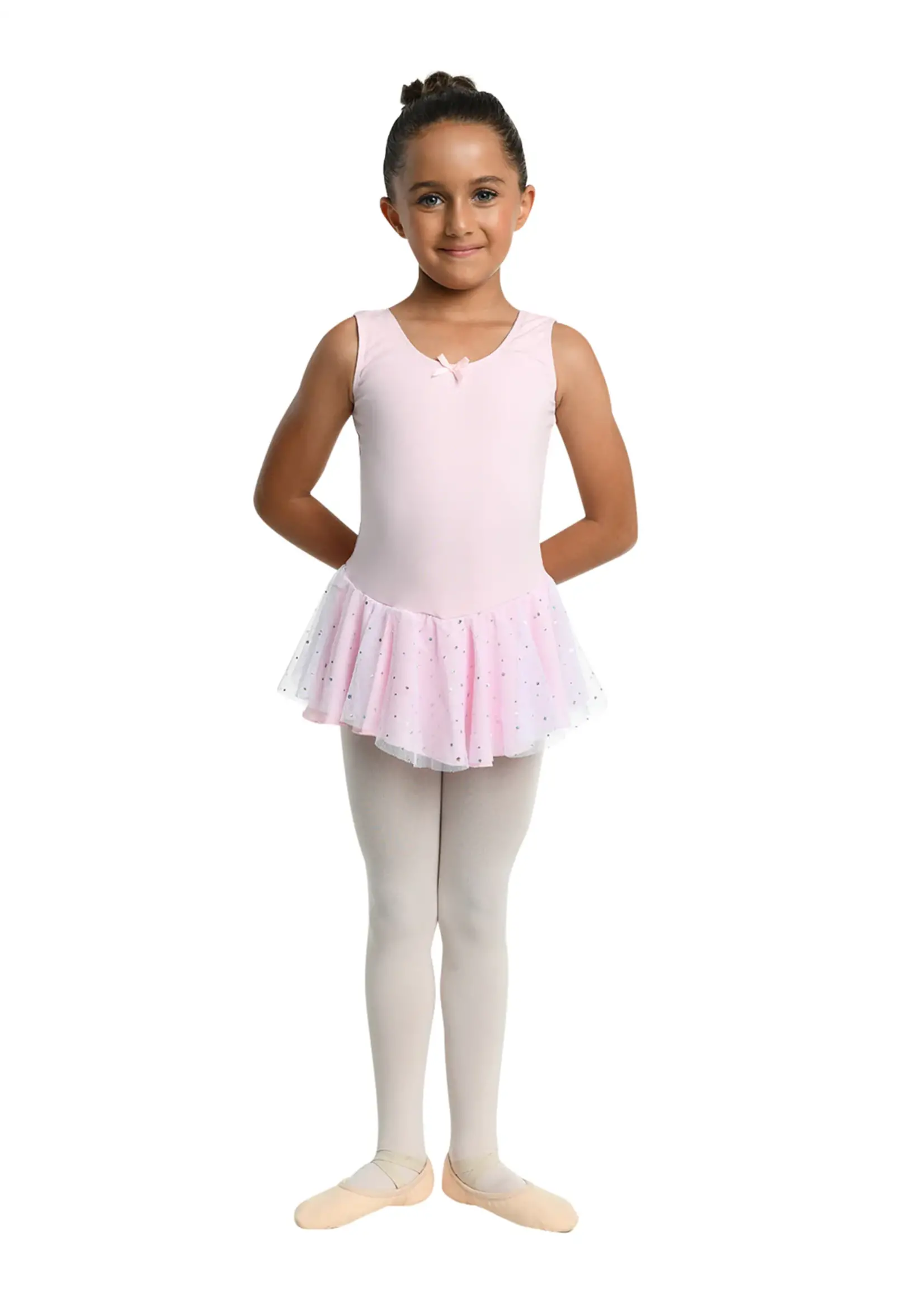 DANSHUZ 264 COTTON BLEND TANK SPARKLE SKIRTED LEOTARD DRESS