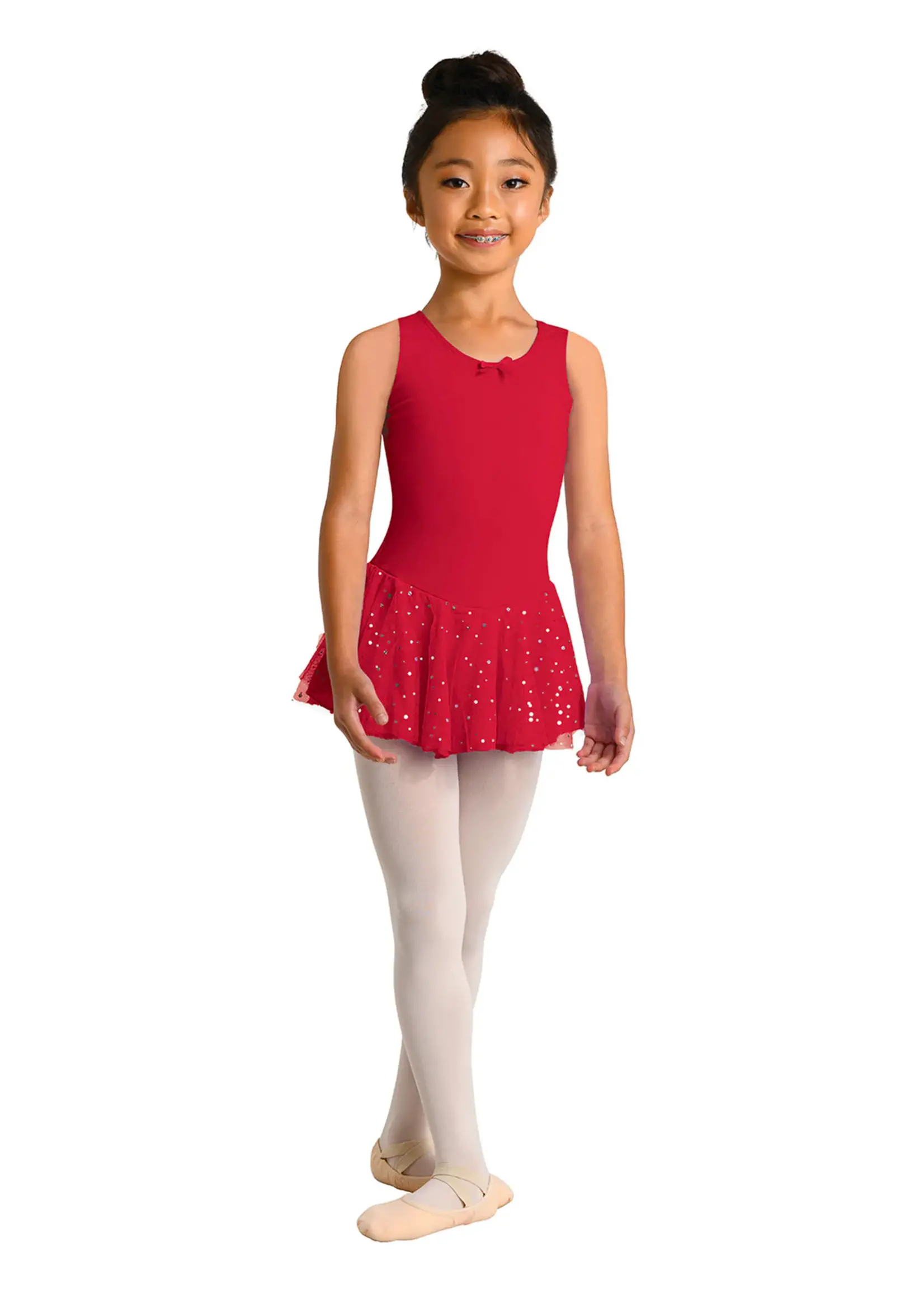 DANSHUZ 264 COTTON BLEND TANK SPARKLE SKIRTED LEOTARD DRESS