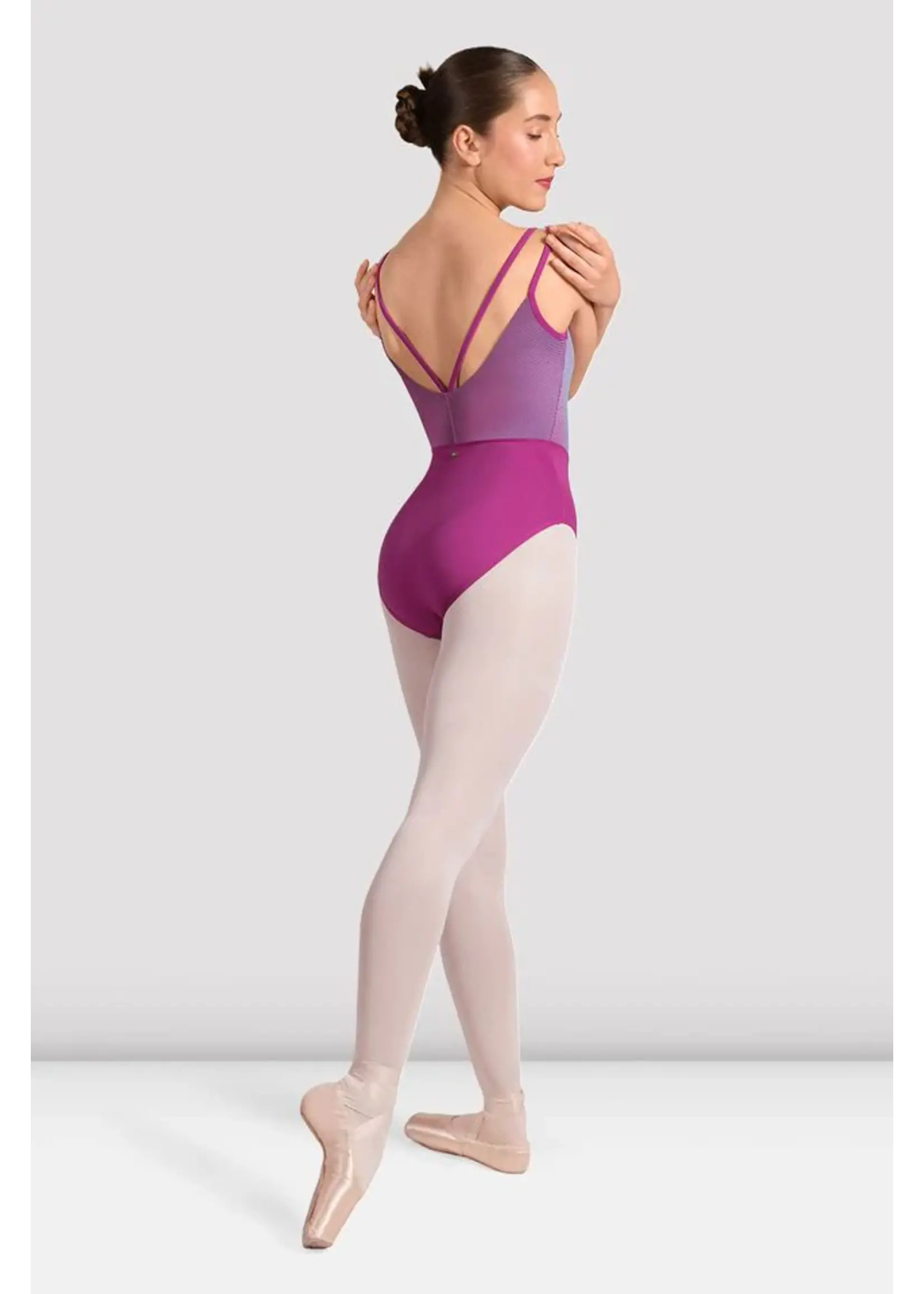 BLOCH & MIRELLA M70001LM DOUBLE STRAP CAMISOLE LEOTARD WITH STRIPED BODICE