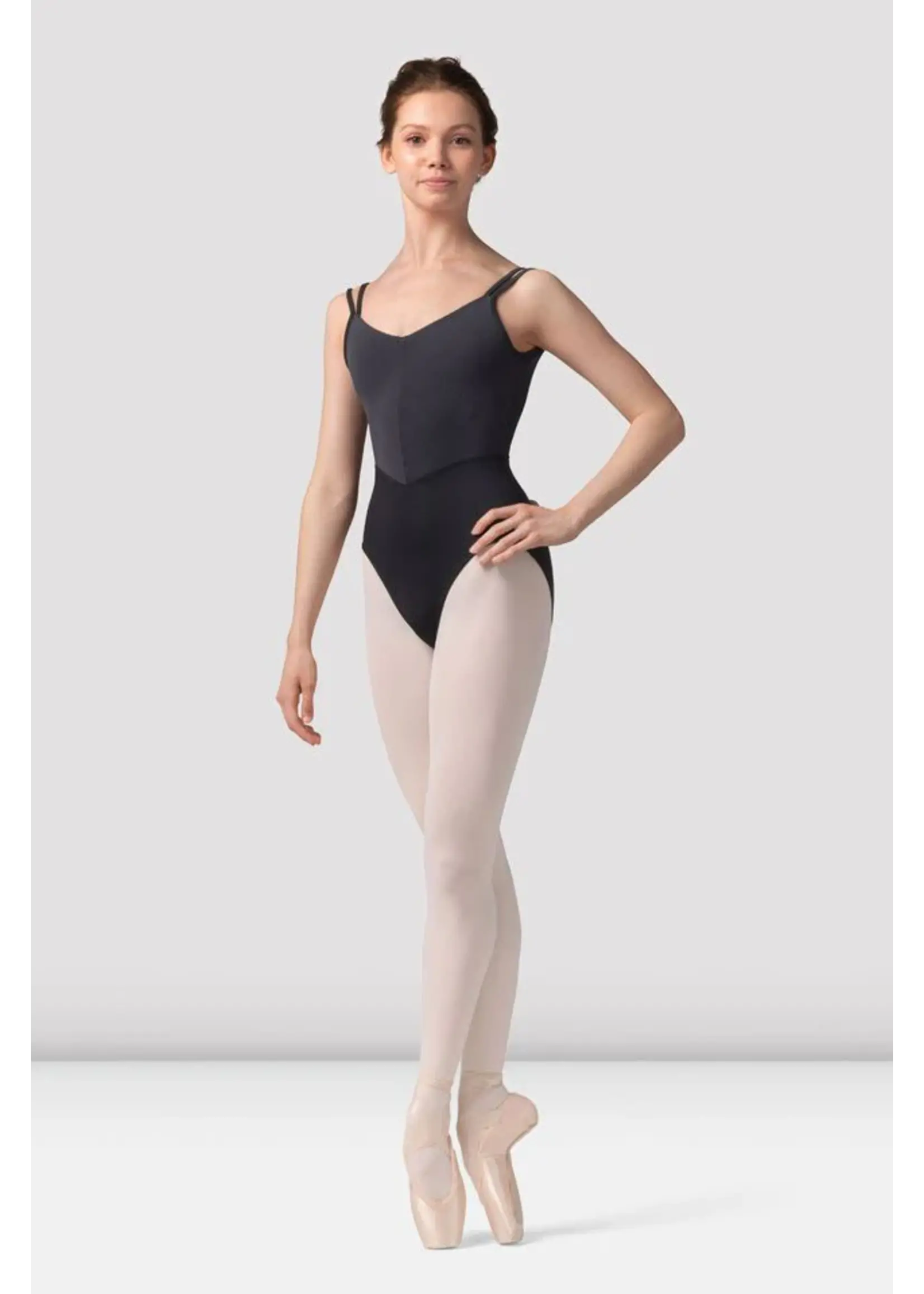 BLOCH & MIRELLA M70001LM DOUBLE STRAP CAMISOLE LEOTARD WITH STRIPED BODICE
