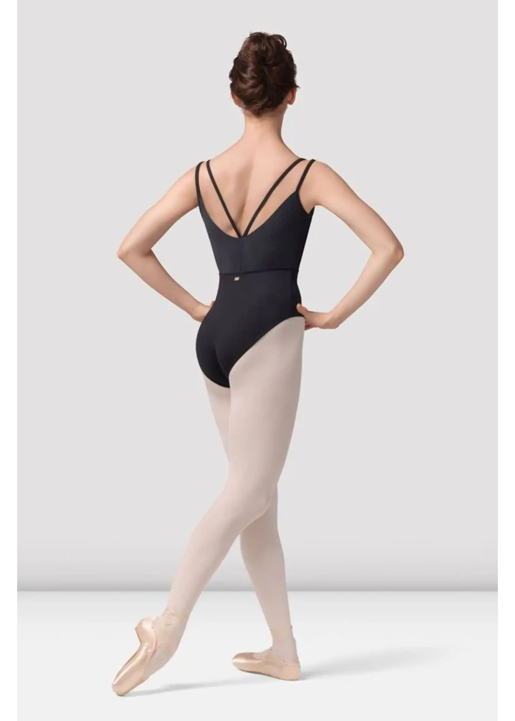 BLOCH & MIRELLA M70001LM DOUBLE STRAP CAMISOLE LEOTARD WITH STRIPED BODICE