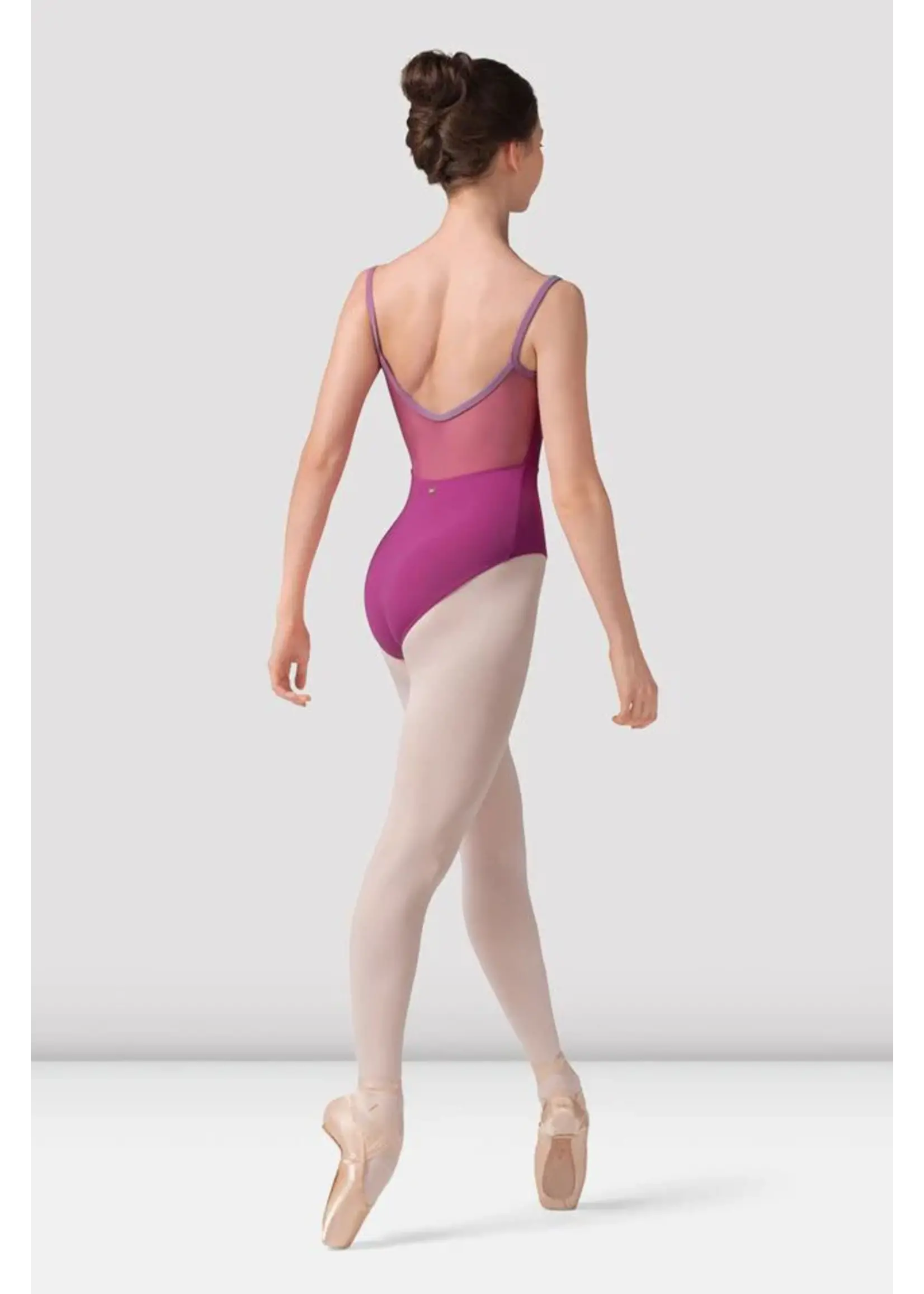 BLOCH & MIRELLA M70003LM SEAMED BODICE CAMISOLE LEOTARD WITH LOW MESH BACK