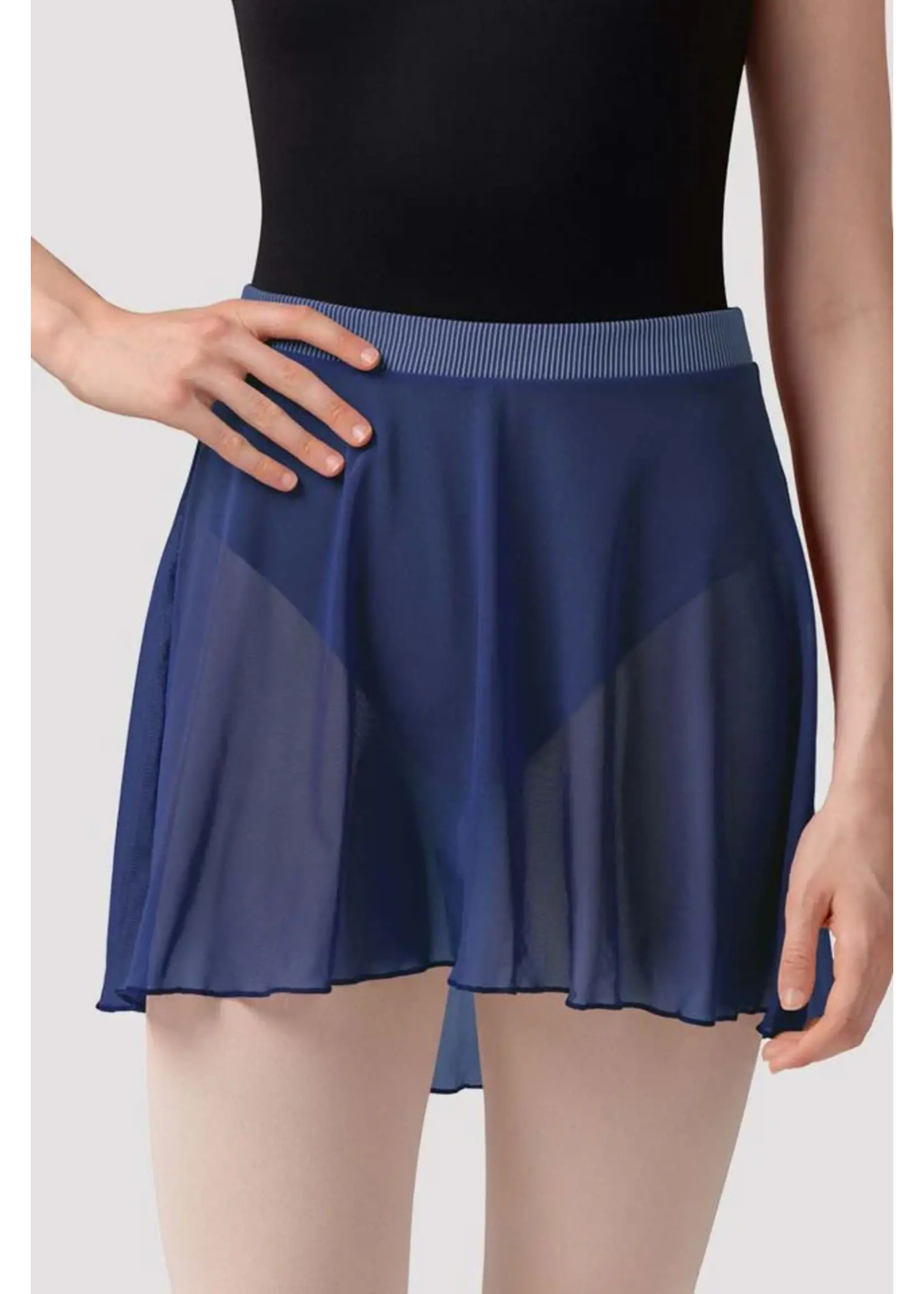 BLOCH & MIRELLA MS10001 MESH SKIRT WITH STRIPED ELASTICATED WAISTBAND