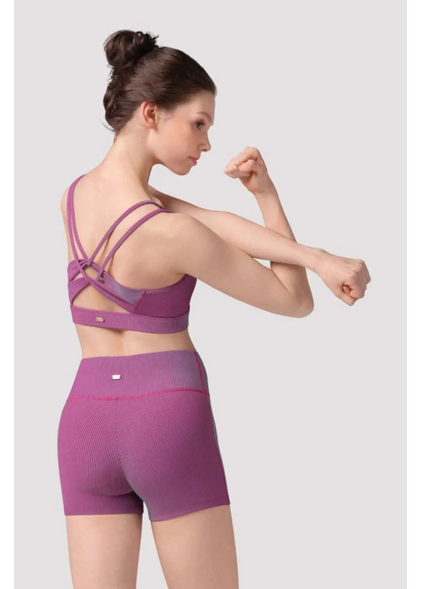 BLOCH & MIRELLA M30002L MESH CROSS BACK DOUBLE STRAP CAMISOLE CROP TOP