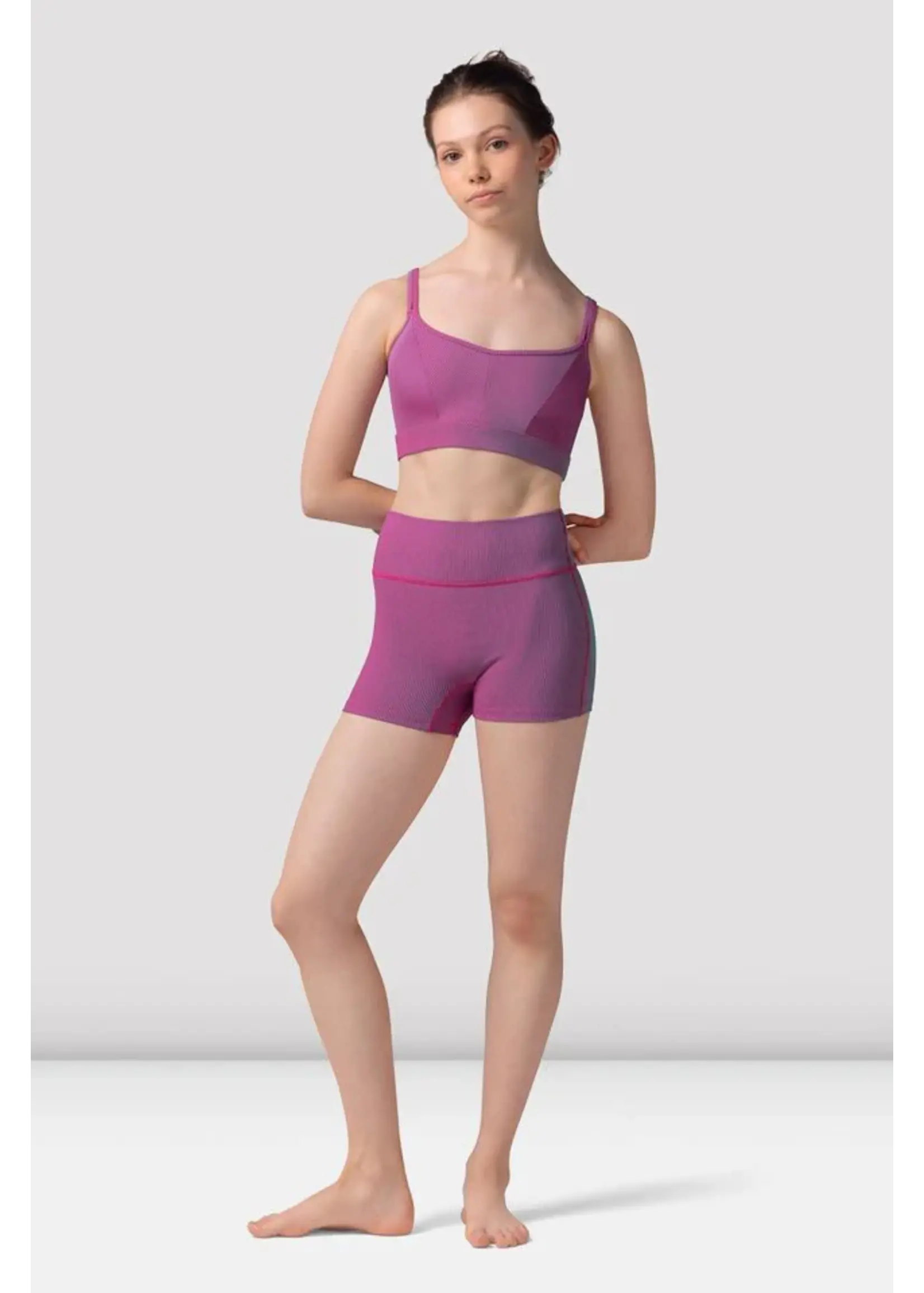 BLOCH & MIRELLA M30002L MESH CROSS BACK DOUBLE STRAP CAMISOLE CROP TOP