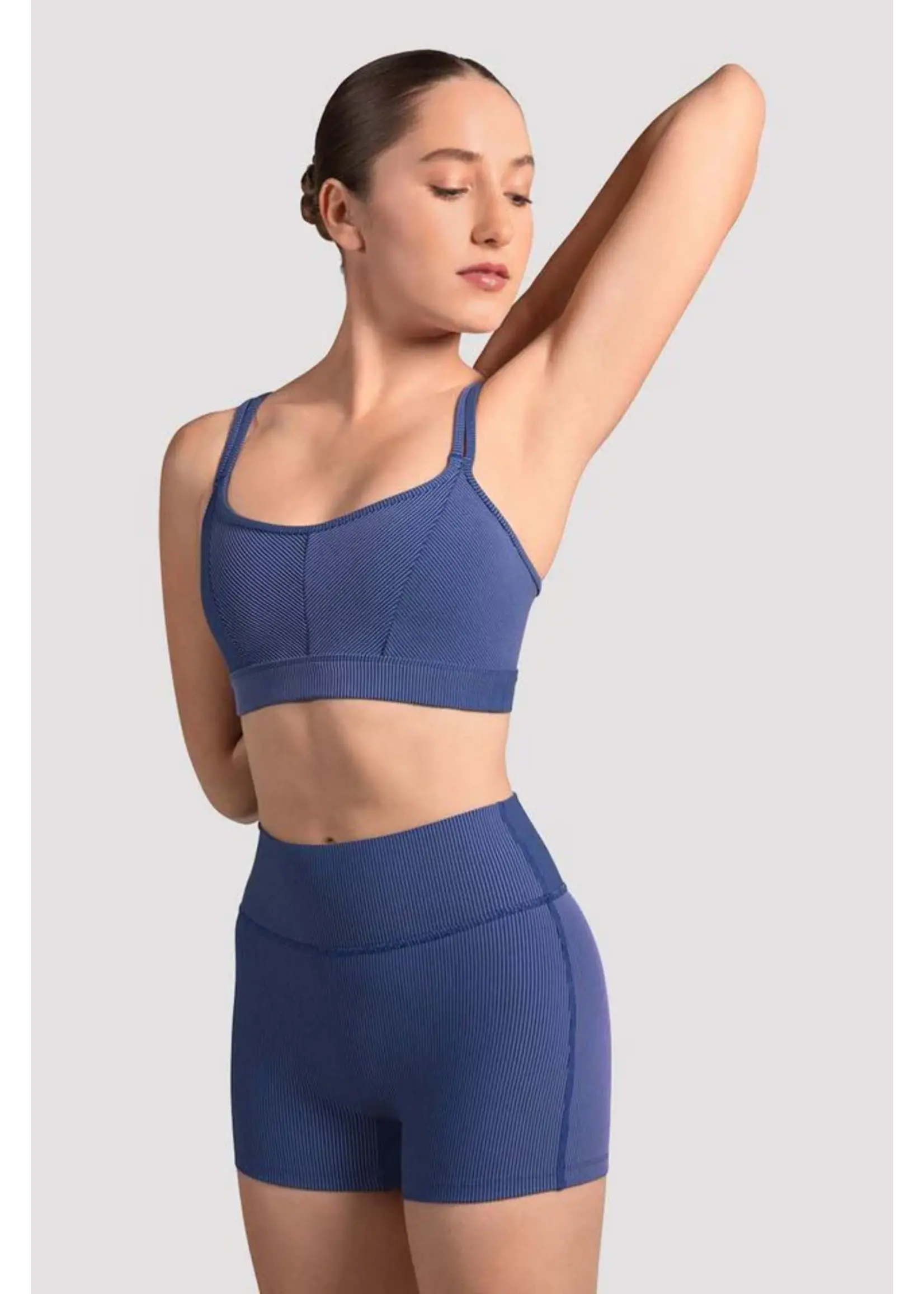 BLOCH & MIRELLA M30002L MESH CROSS BACK DOUBLE STRAP CAMISOLE CROP TOP