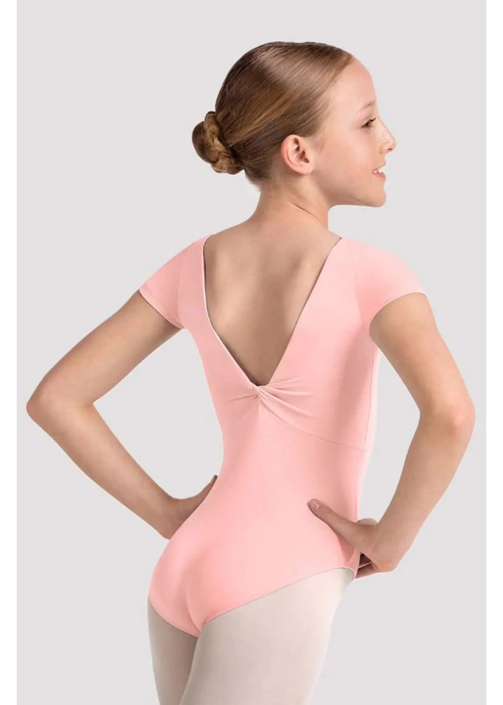 BLOCH & MIRELLA M20005CB BOAT NECK KALEIDOSCOPE PRINT TWIST BACK CAP SLEEVE LEOTARD