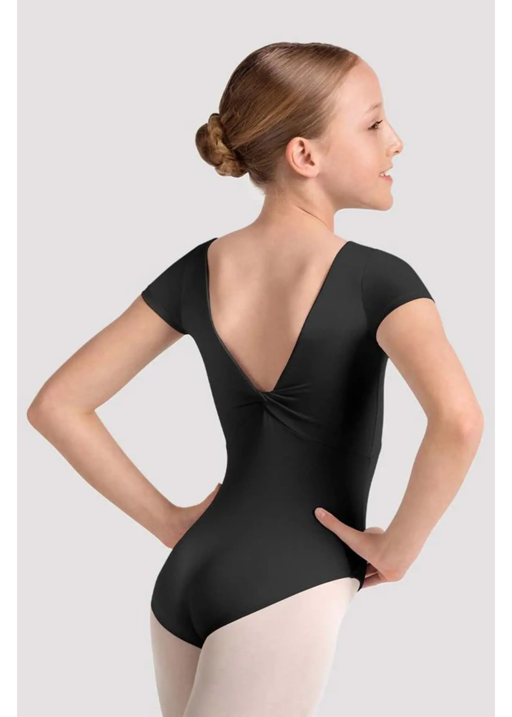 BLOCH & MIRELLA M20005CB BOAT NECK KALEIDOSCOPE PRINT TWIST BACK CAP SLEEVE LEOTARD