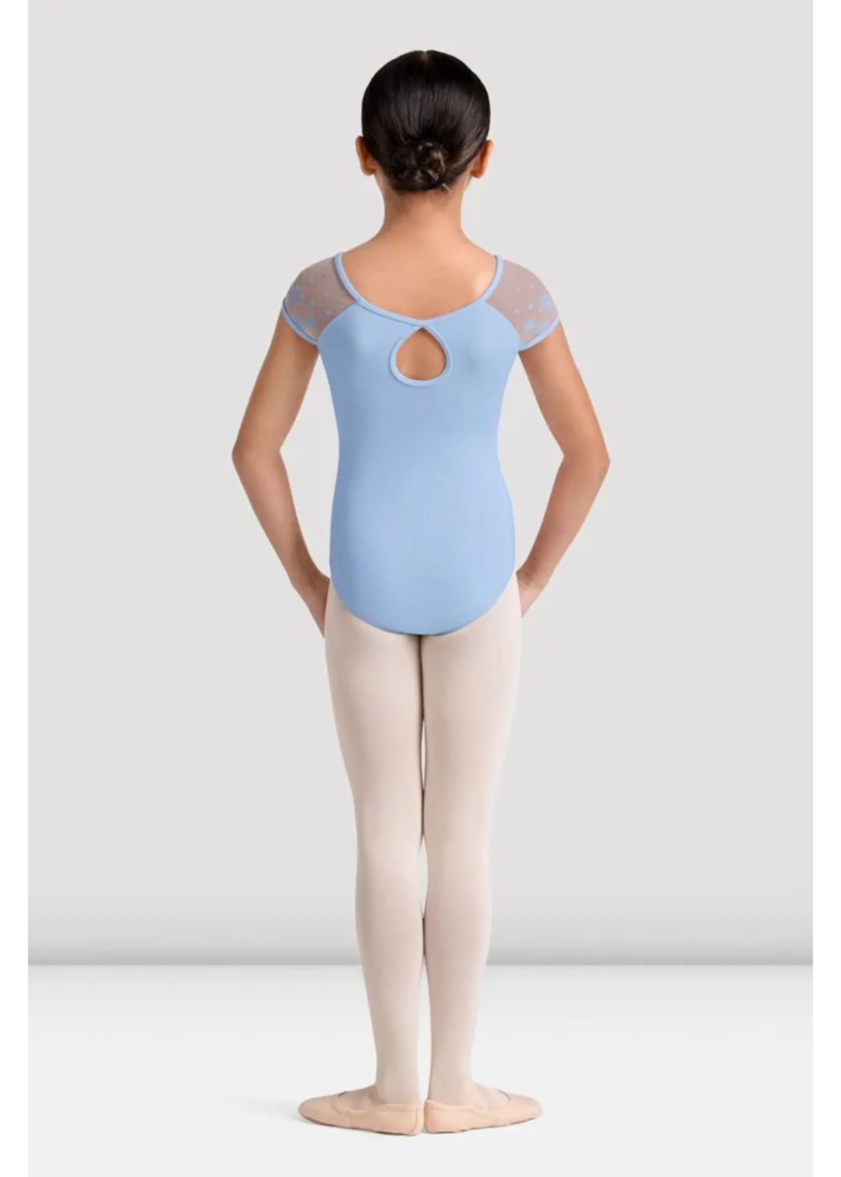 BLOCH & MIRELLA M20004C GATHERED SCOOP NECK KALEIDOSCOPE MESH CAP SLEEVE LEOTARD