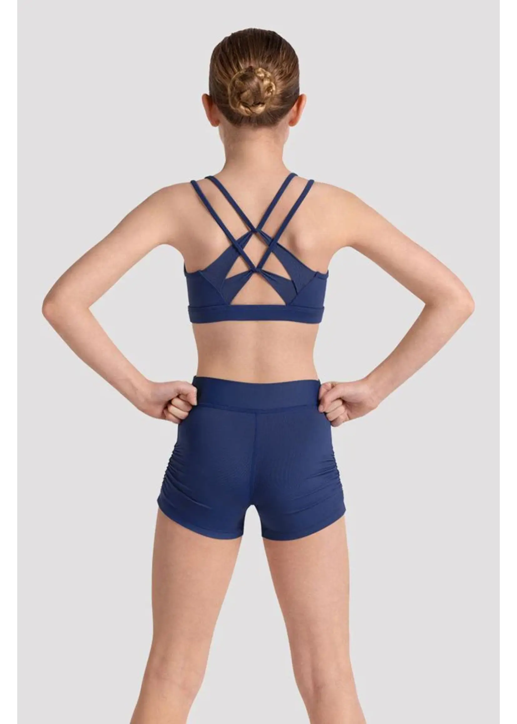 BLOCH & MIRELLA M30005C MESH CROSS BACK DOUBLE STRAP CAMISOLE CROP TOP