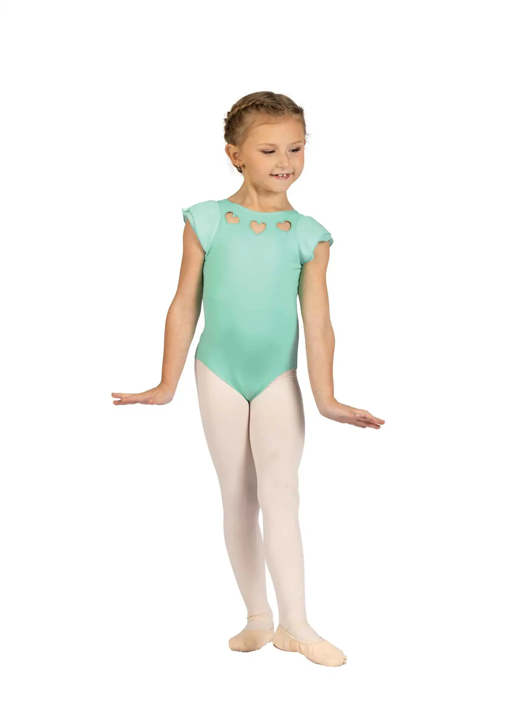 DANSHUZ 25104C FERNANDA TRIPLE HEART FLUTTER SLEEVE LEOTARD