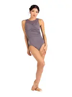 DANSHUZ 25114 GENEVIEVE SHIRRED WAIST SWEETHEART MESH ZIP BACK TANK LEOTARD