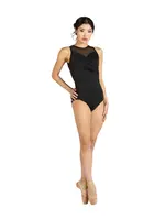 DANSHUZ 25114 GENEVIEVE SHIRRED WAIST SWEETHEART MESH ZIP BACK TANK LEOTARD