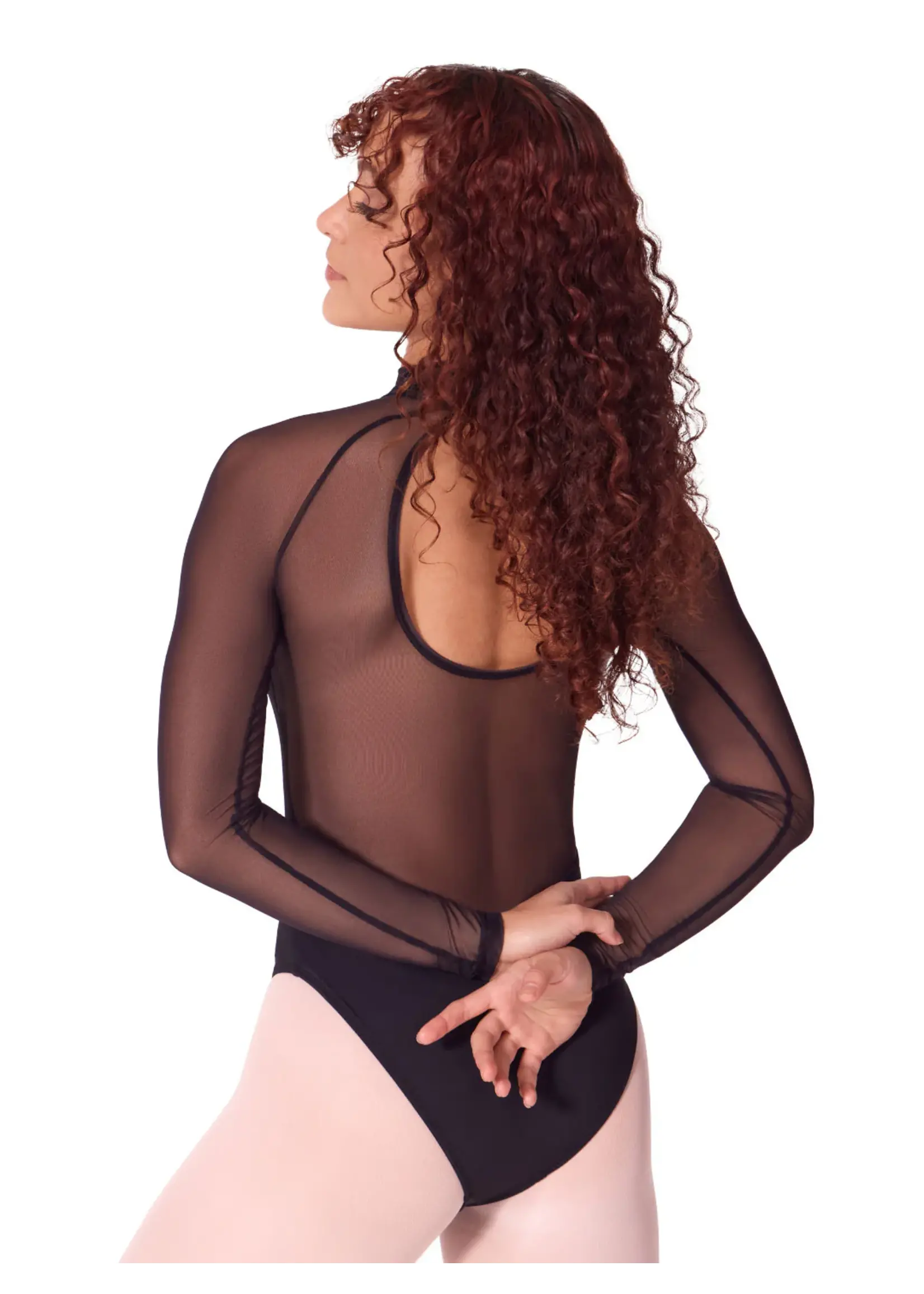 CAPEZIO & BUNHEADS AEL109W SOFT ELEGANCE VAVAVOOM MOCK NECK MESH LONG SLEEVE LEOTARD