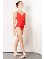DANSE DE PARIS L0019L CHLOE DEEP V MESH FRONT BODICE CAMISOLE LEOTARD WITH NUDE ADJUSTABLE STRAPS