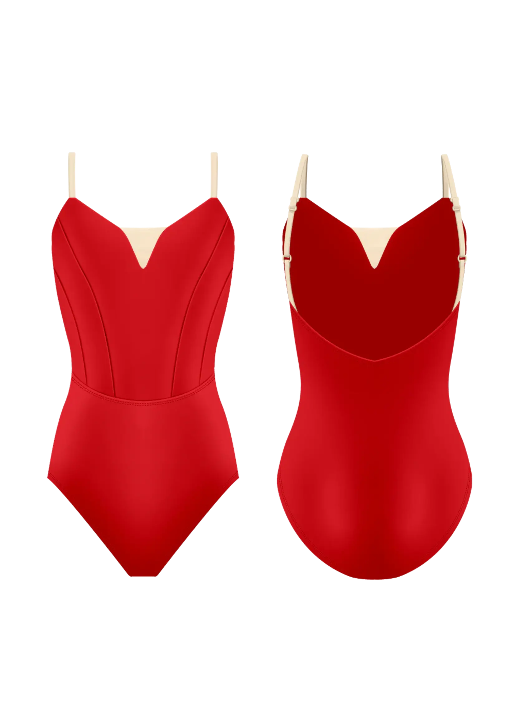 DANSE DE PARIS L0019L CHLOE DEEP V MESH FRONT BODICE CAMISOLE LEOTARD WITH NUDE ADJUSTABLE STRAPS